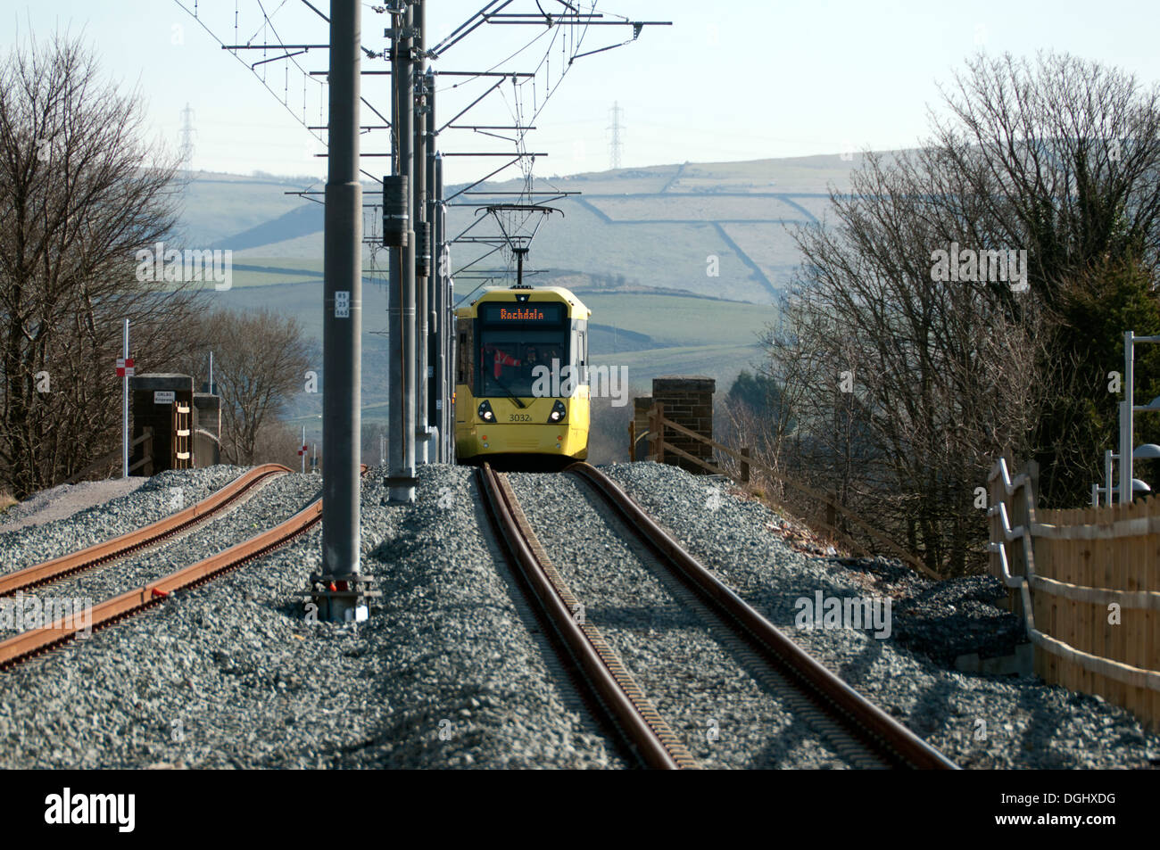 Metrolink tram near the Newbold stop, on the OldhamRochdale line