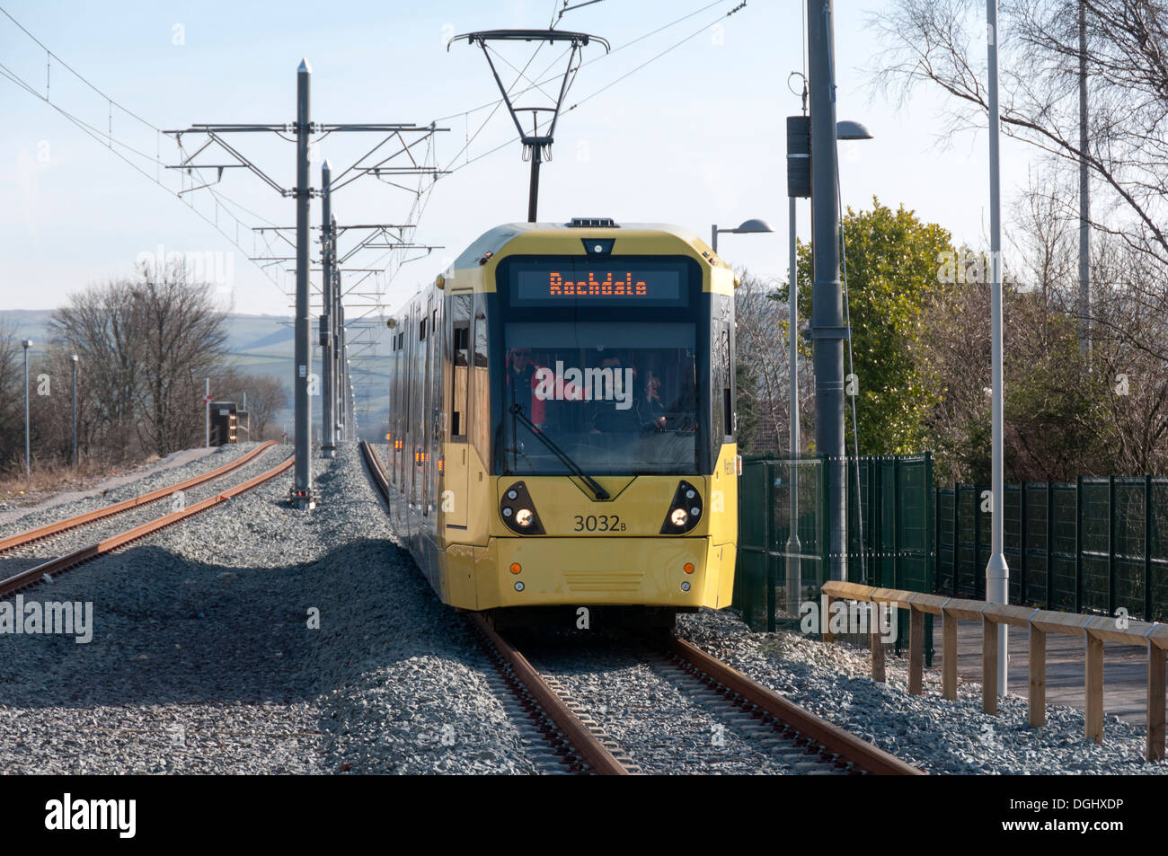 Metrolink tram near the Newbold stop, on the OldhamRochdale line
