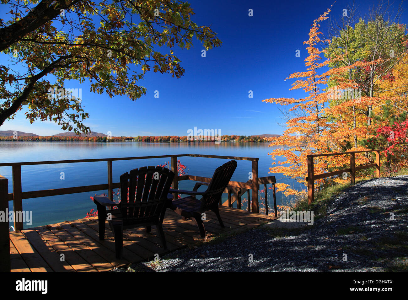 Lookout on Lake Brome, Eastern Townships, Quebec, Canada Stock Photo