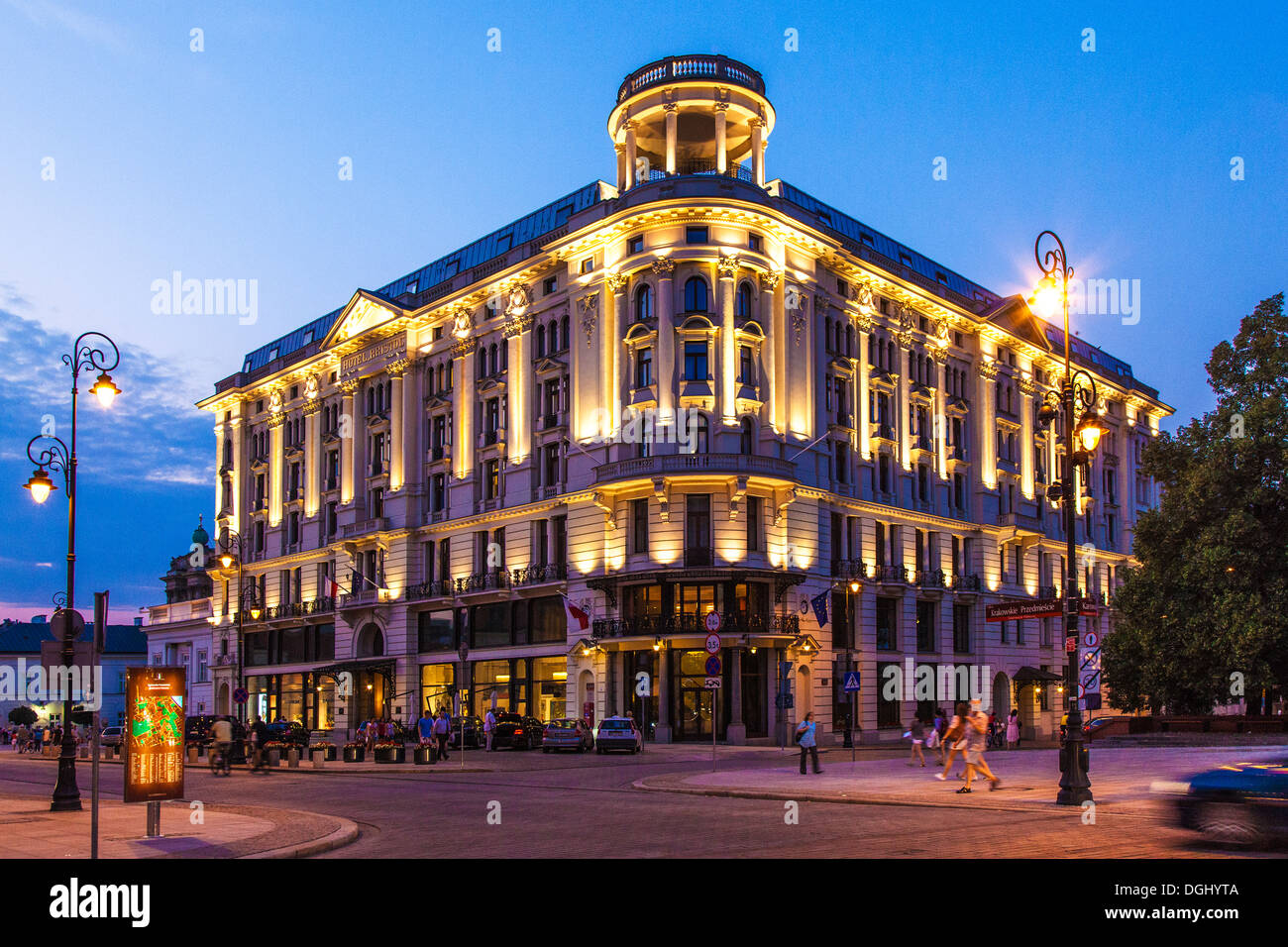 Exterior of the 5 star Hotel Bristol in the Krakowskie Przedmiescie in Warsaw. Stock Photo