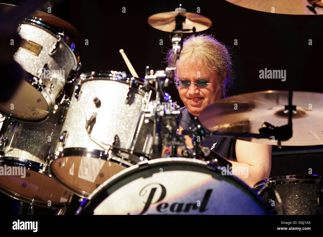 Ian Paice, drummer of the British rock band Deep Purple live at the