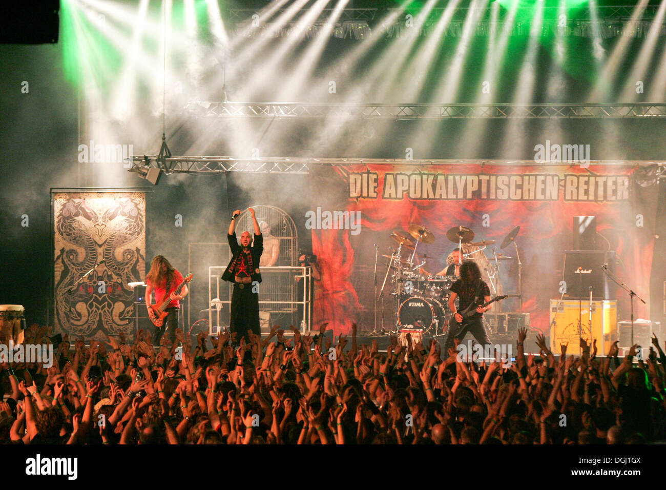 The German metal rock band Die Apokalyptischen Reiter live at Rocksound Festival in Huttwil, Bern, Switzerland Stock Photo