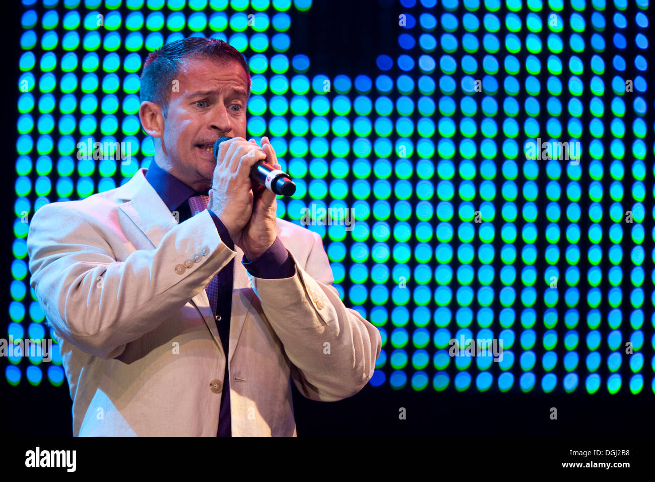 Swiss pop singer and moderator Leonard performing live at the 10th Schlager-Night in the new Allmend Festival Hall, Lucerne Stock Photo