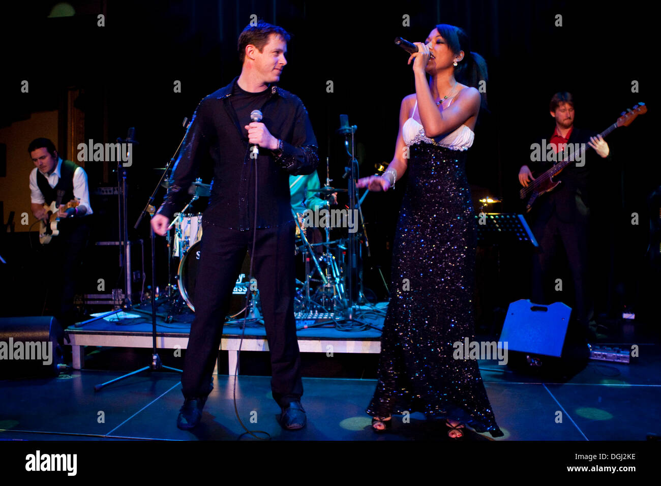 Singers Kent Stetler and Jizelle, Swiss band Mr Ray's Class, live at the Grand Casino Casineum, Lucerne, Switzerland, Europe Stock Photo