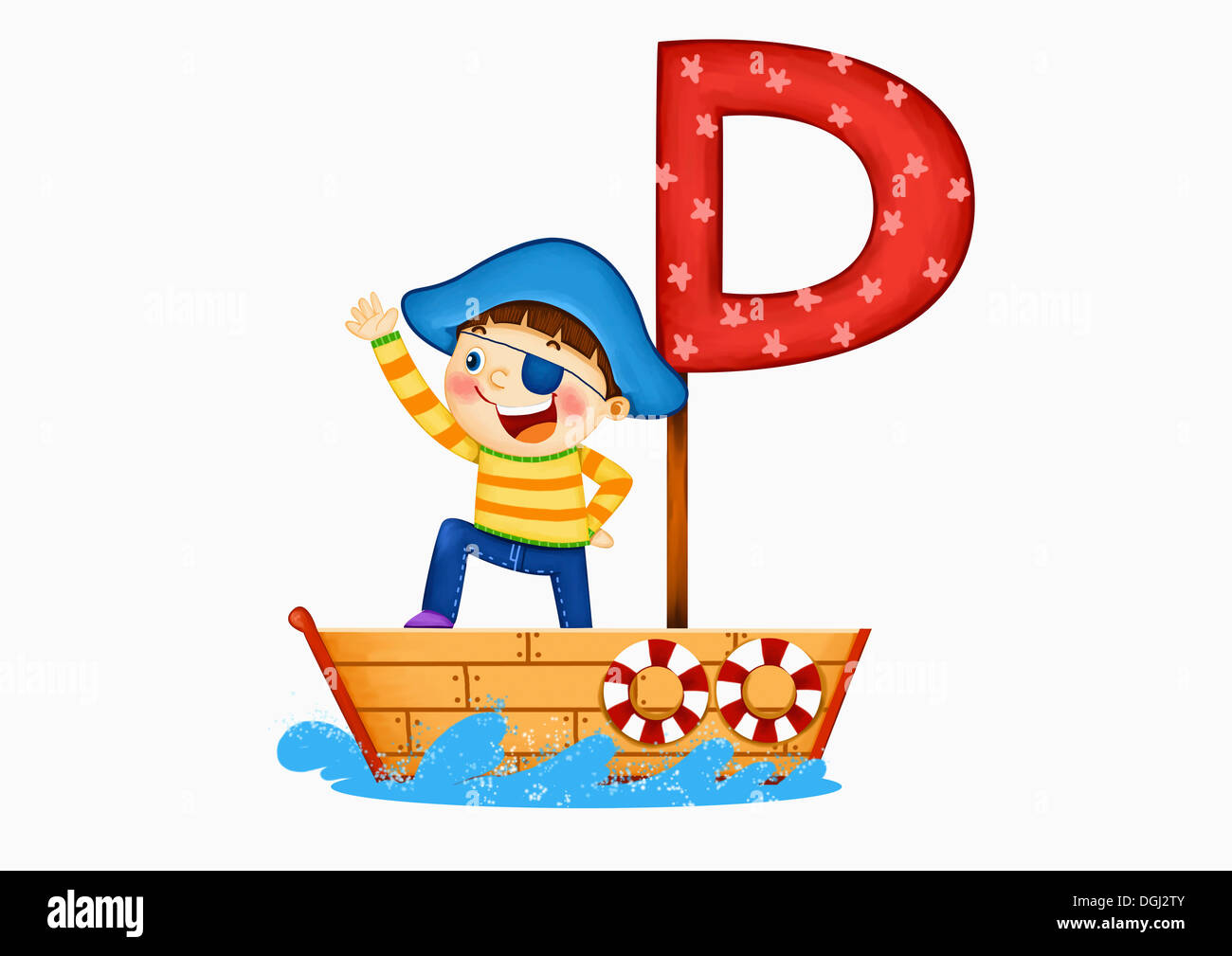 an illustration of a boy and the letter d Stock Photo - Alamy