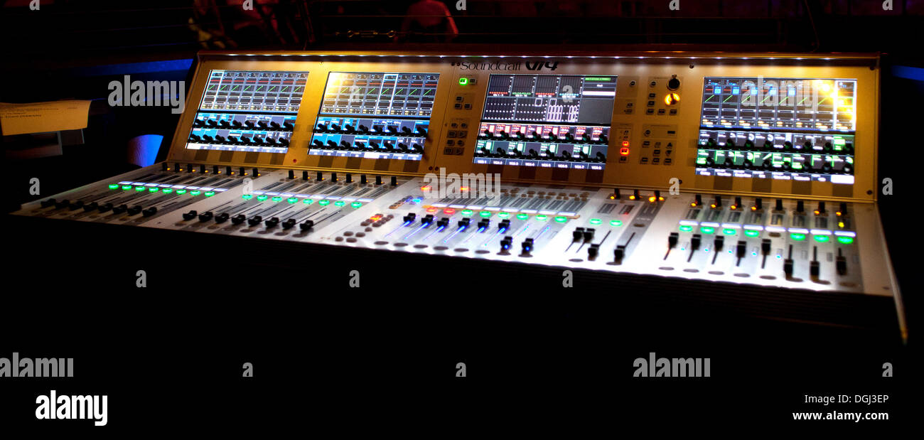 Backlit mixing console for a concert Stock Photo - Alamy