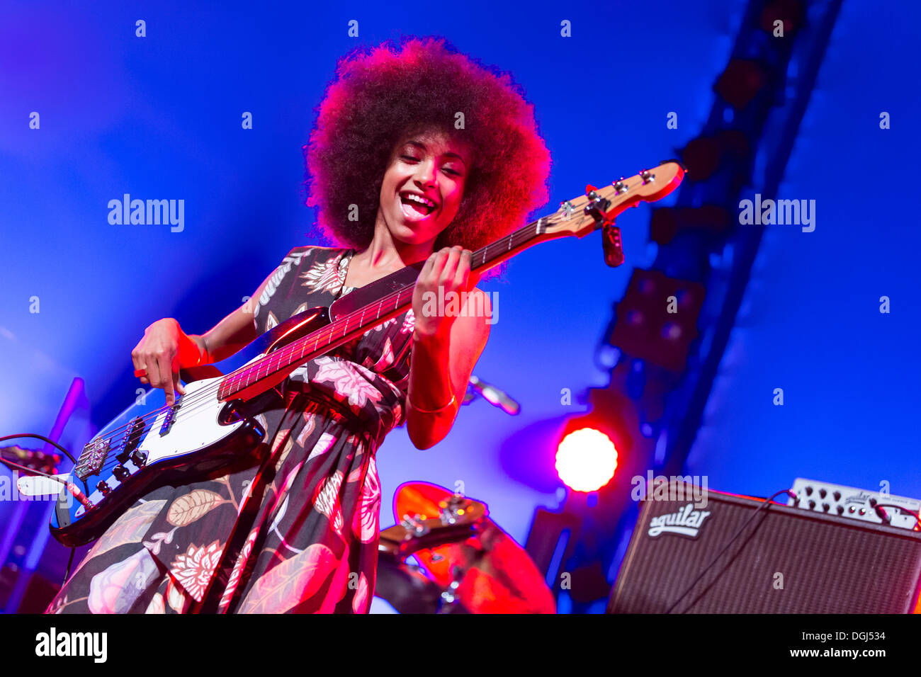 The U.S.-American jazz musician and Grammy Award winner Esperanza Spalding performing live at the Lucerne Hall of the KKL during Stock Photo