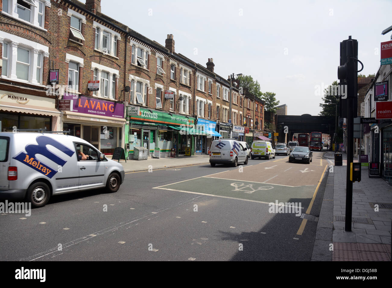 Shops on Garratt Lane in Earlsfield Wandsworth one of the most ticketed