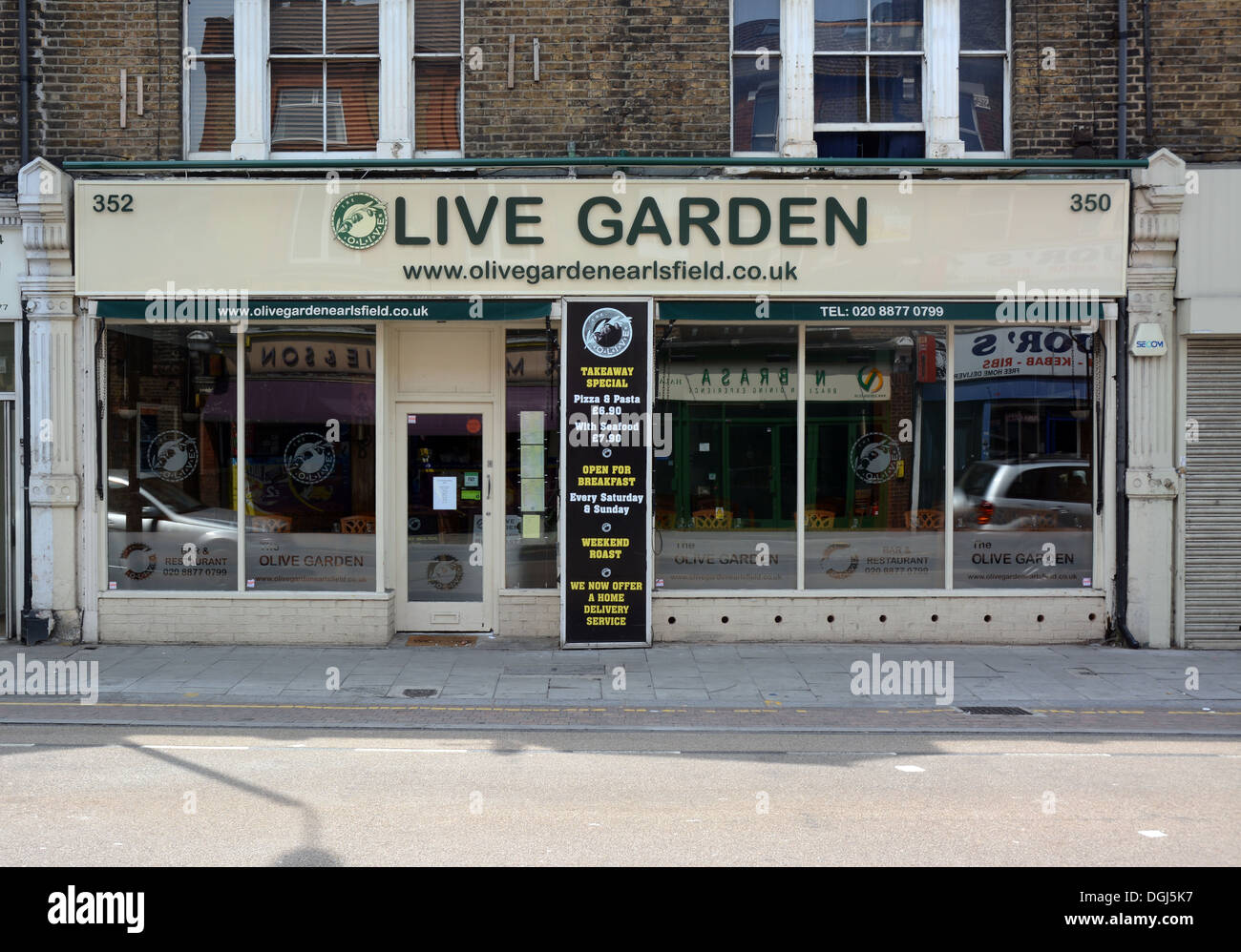 The Olive Garden Restaurant and Bar on Garratt Lane in affluent and gentrified Earlsfield south west London sw18 Stock Photo