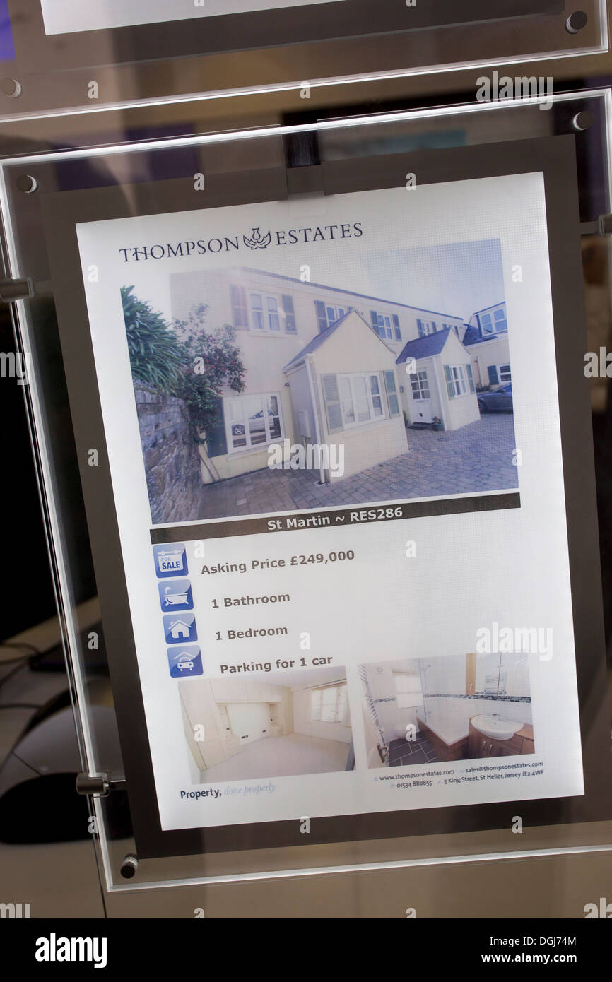 St. Helier Jersey Channel Islands estate agents window display property