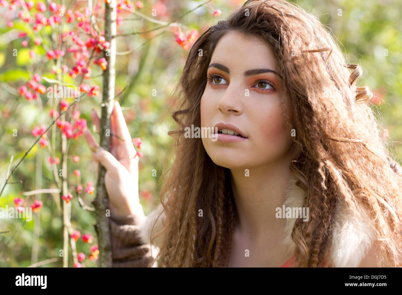Portrait of a young woman outdoors in autumn Stock Photo