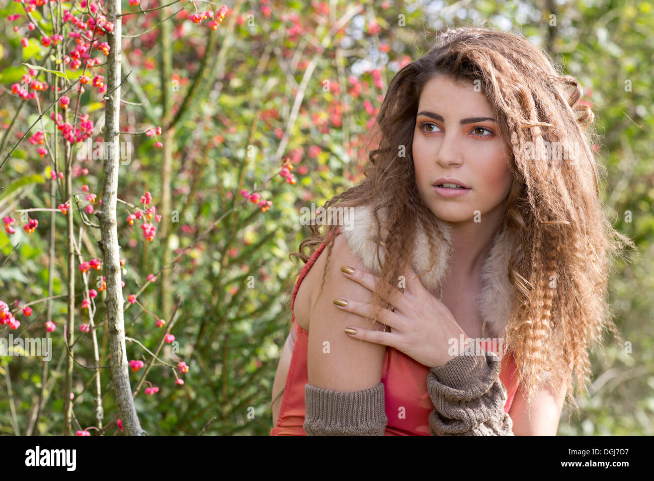 Portrait of a young woman outdoors in autumn Stock Photo