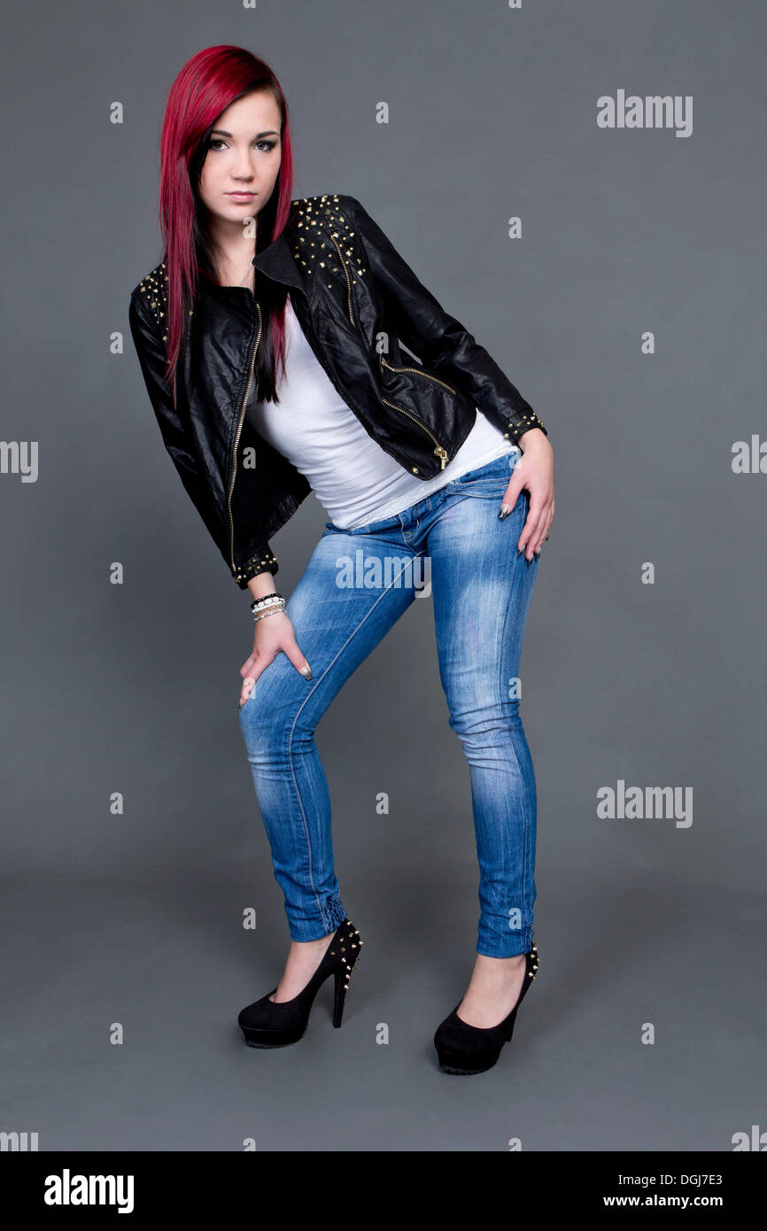 woman in jeans and heels