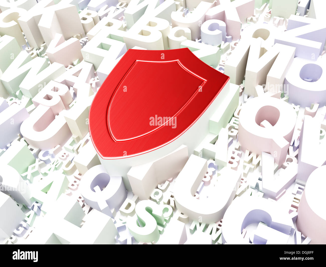 Security concept: Shield on alphabet Stock Photo - Alamy