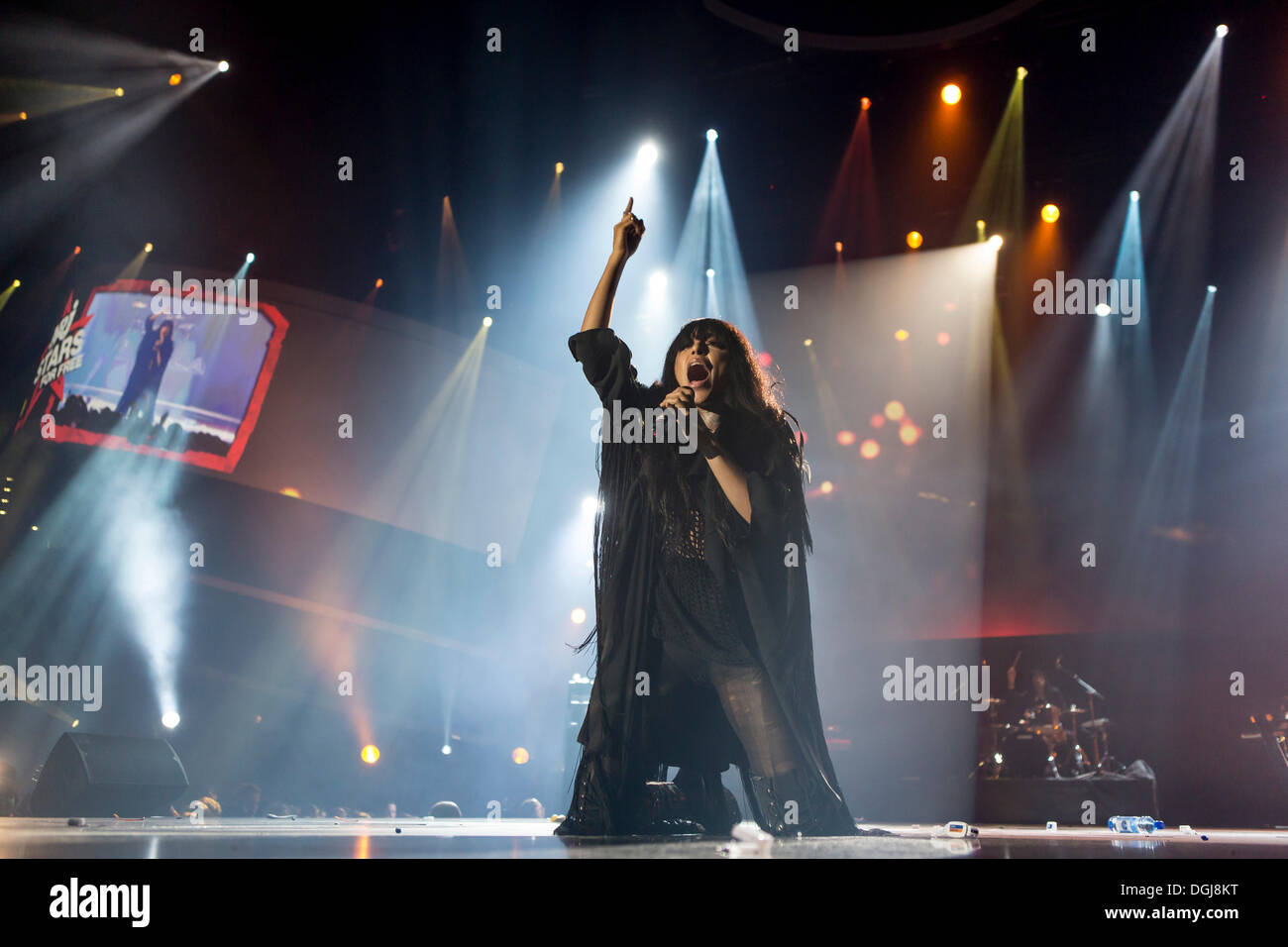 Loreen, Swedish singer of Berber-Moroccan origin, winner of the Eurovision Song Contest 2012, performing live at Energy Stars Stock Photo
