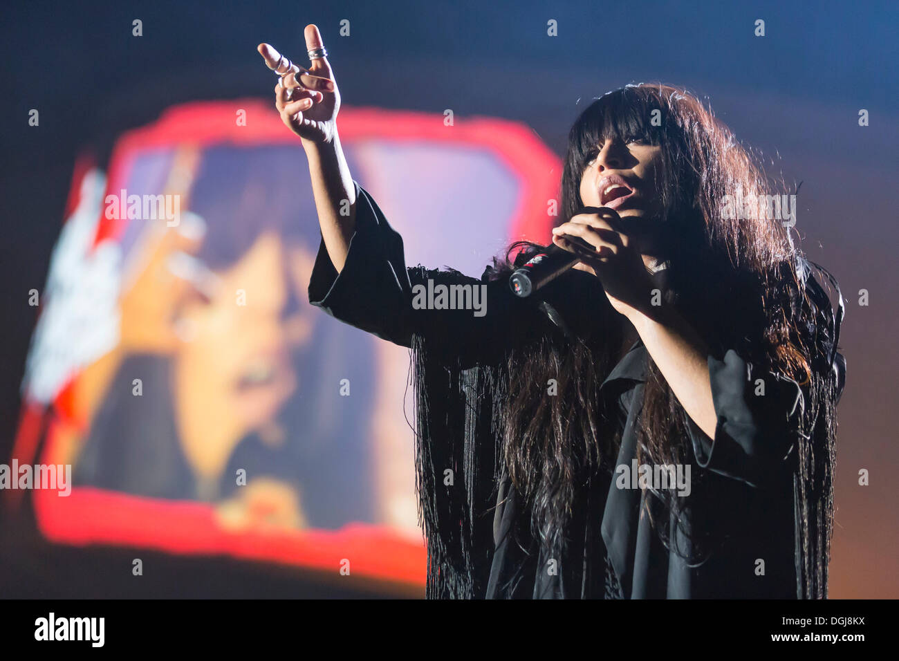 Loreen, Swedish singer of Berber-Moroccan origin, winner of the Eurovision Song Contest 2012, performing live at Energy Stars Stock Photo