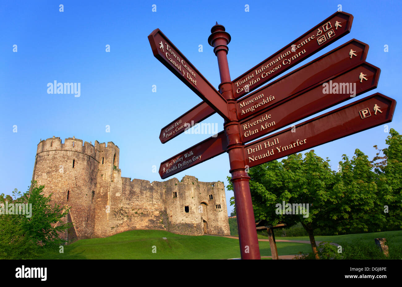 A view toward Chepstow castle. Stock Photo