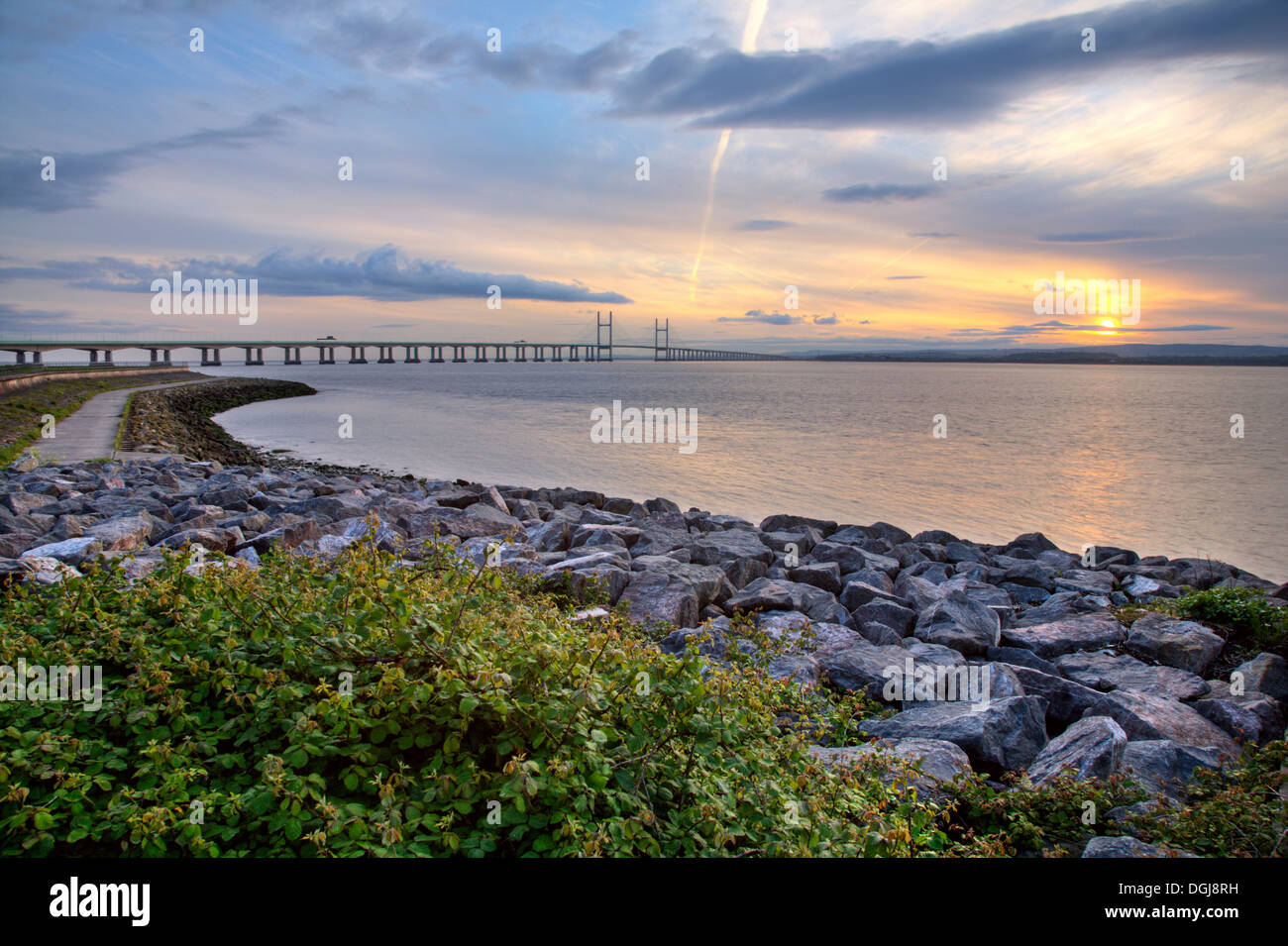 Second river Severn crossing between South East Wales and Gloucestershire in England. Stock Photo