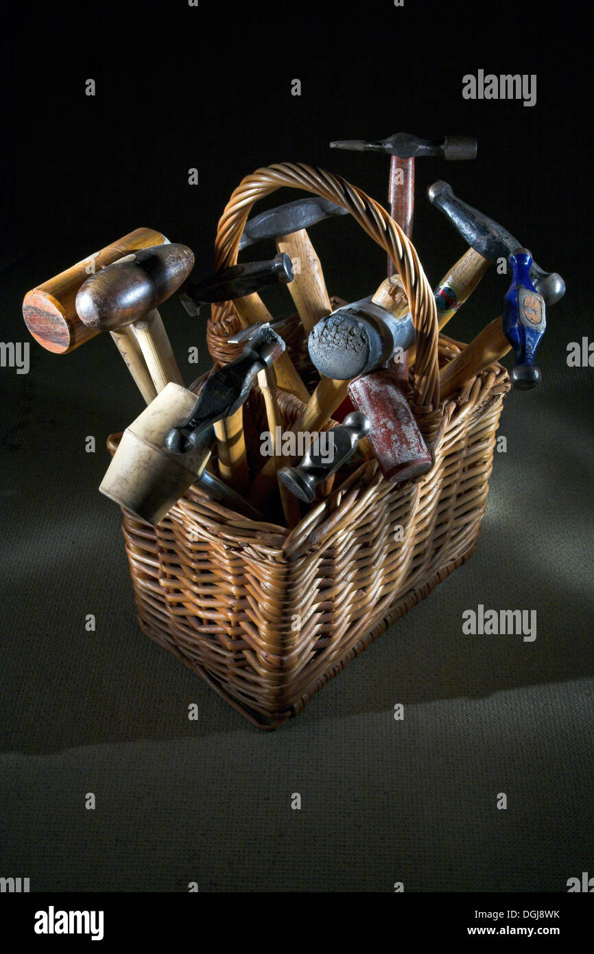A collection of hammers and mallets. Stock Photo