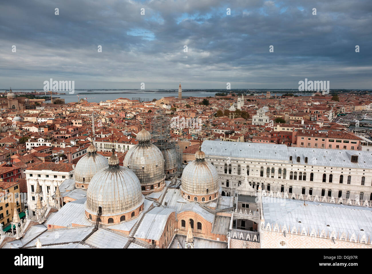 View of venice from the top of the Campanile in St Marks Square. Stock Photo