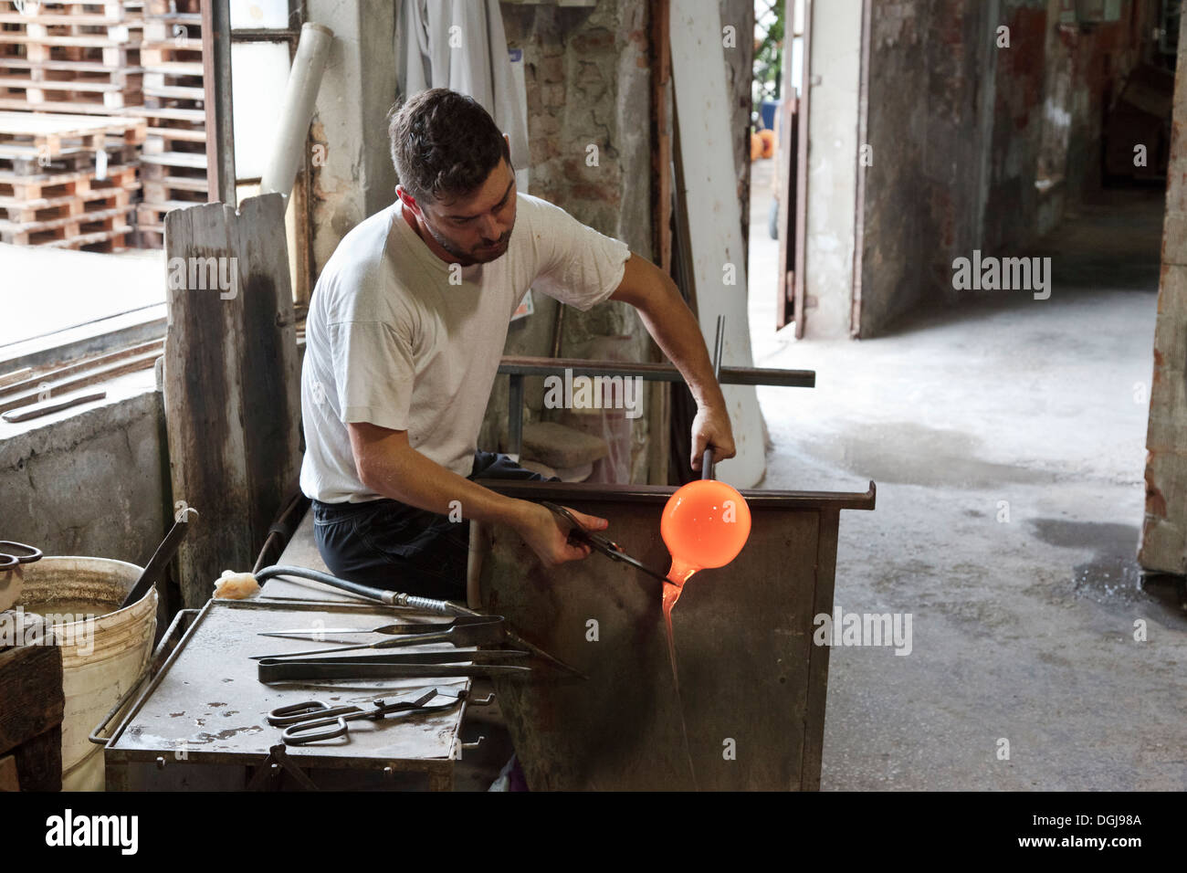 A man making Murano glass. Stock Photo
