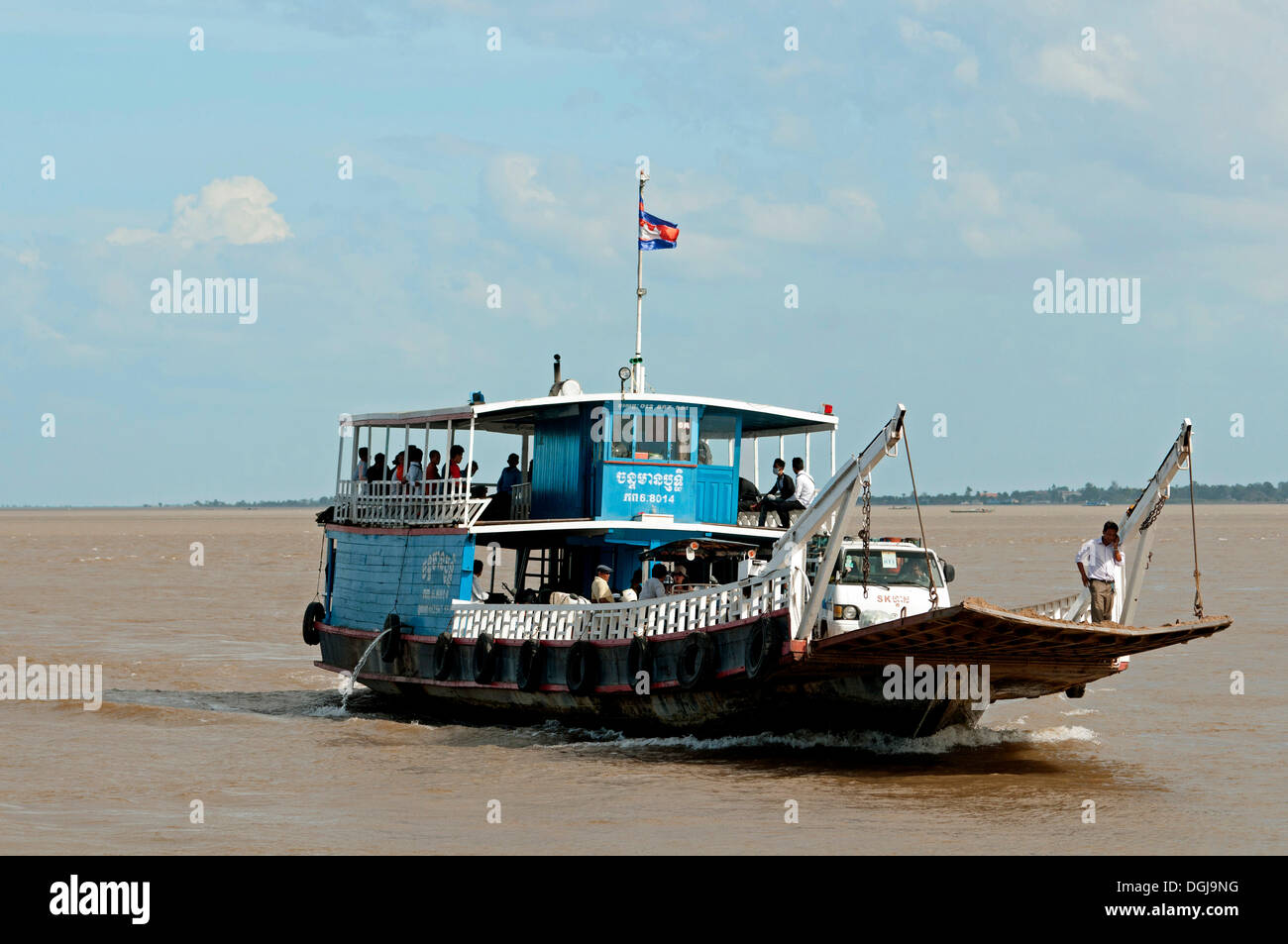 Ferry on the Mekong river near Phnom Penh, Cambodia, Southeast Asia