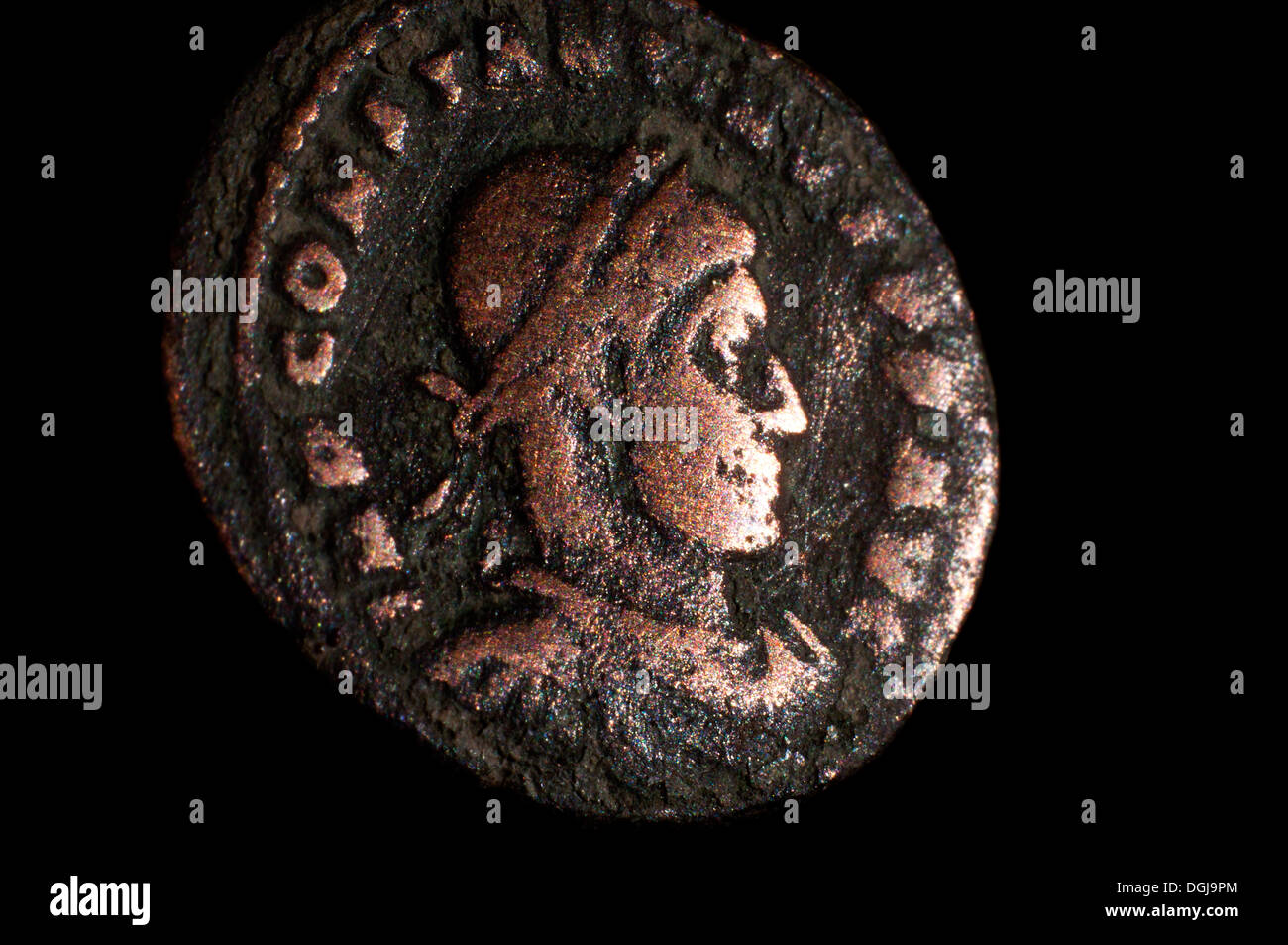 315 a d constantine roman coin with gladiator sol invictus in studio