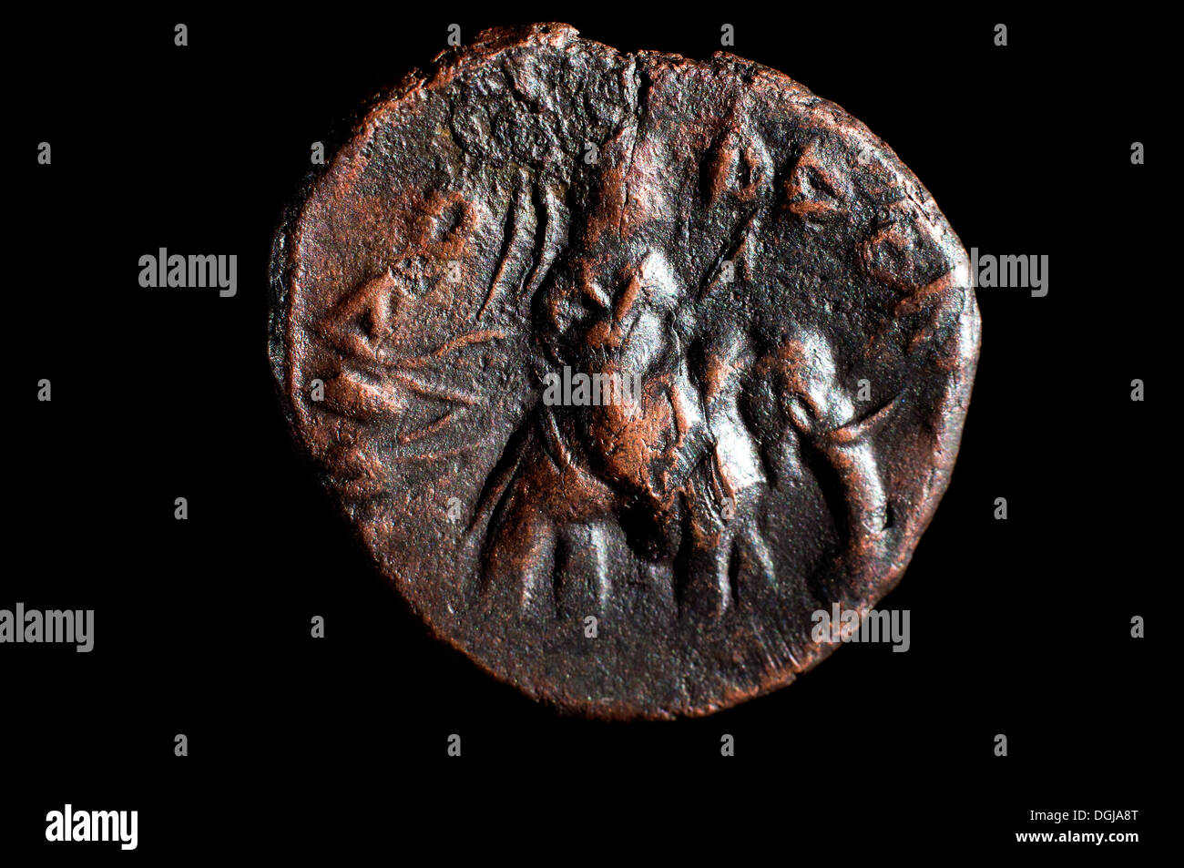 224 -651 a d indo-greek sassanian empire coin in studio setting Stock Photo