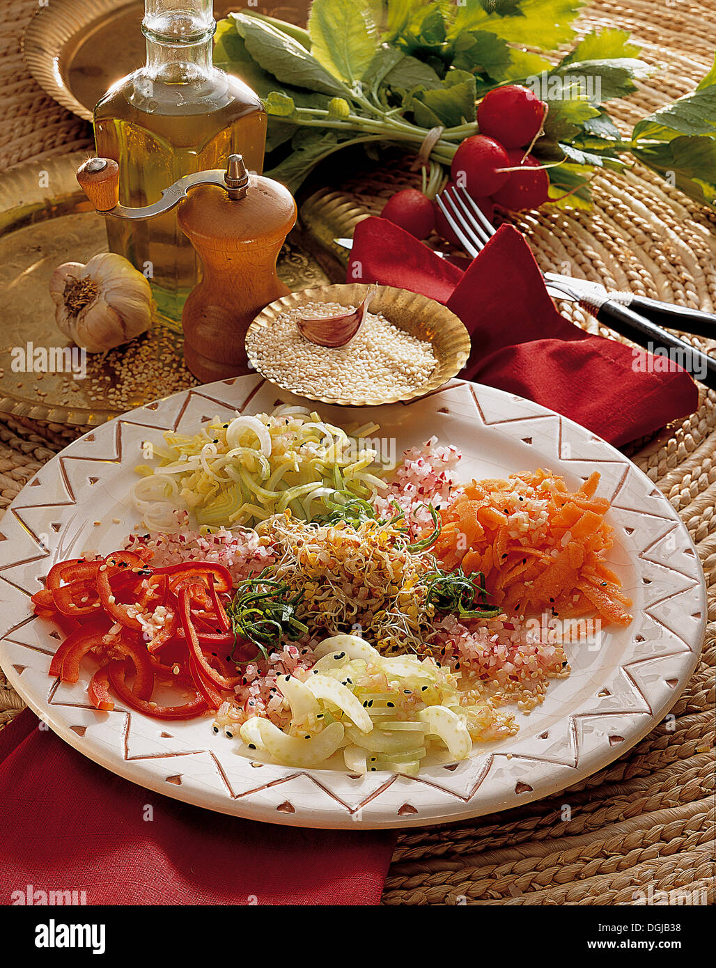 Crunchy raw vegetable salad, Tunisia. Stock Photo