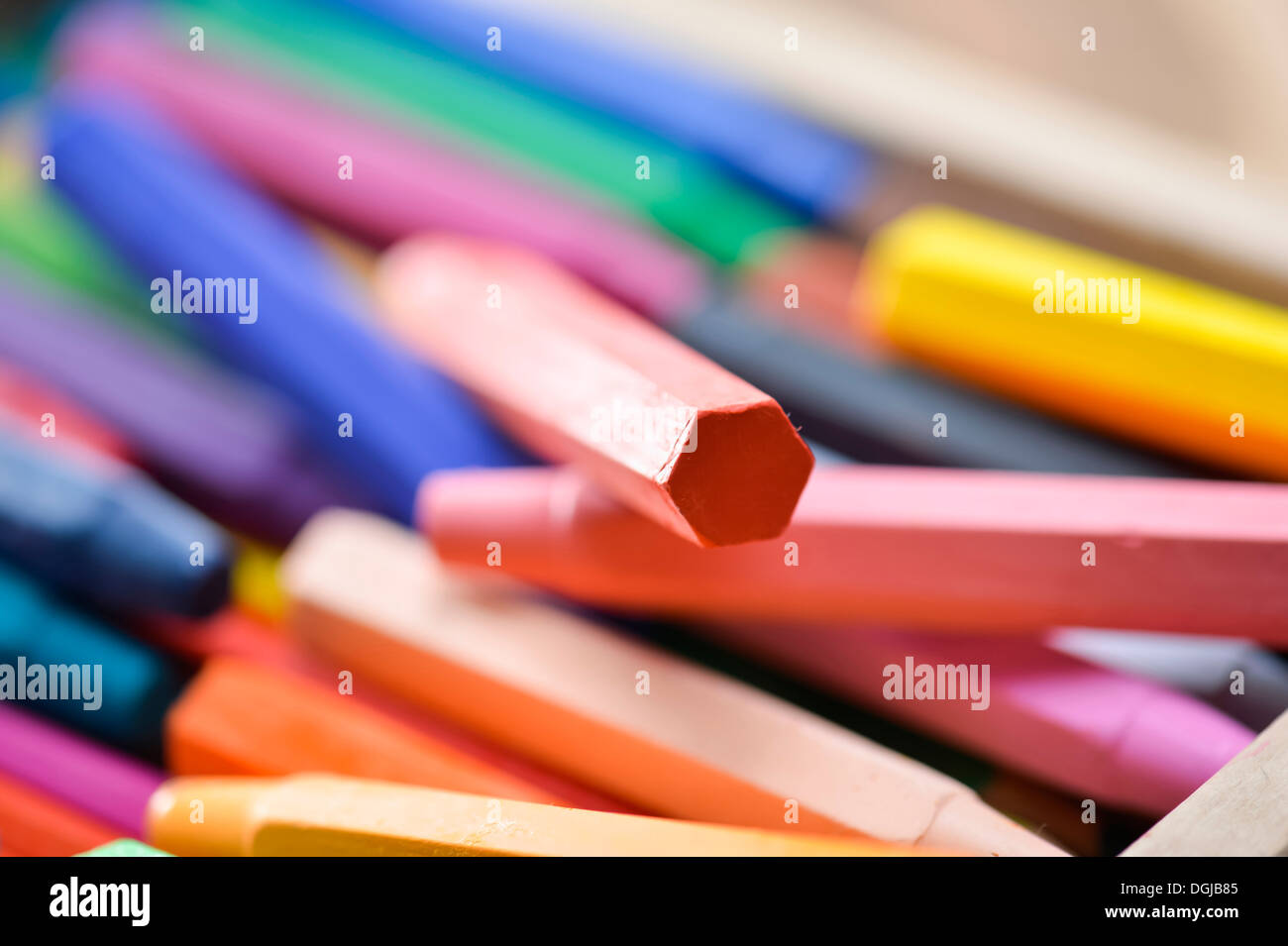 a set of crayons in a box Stock Photo Alamy