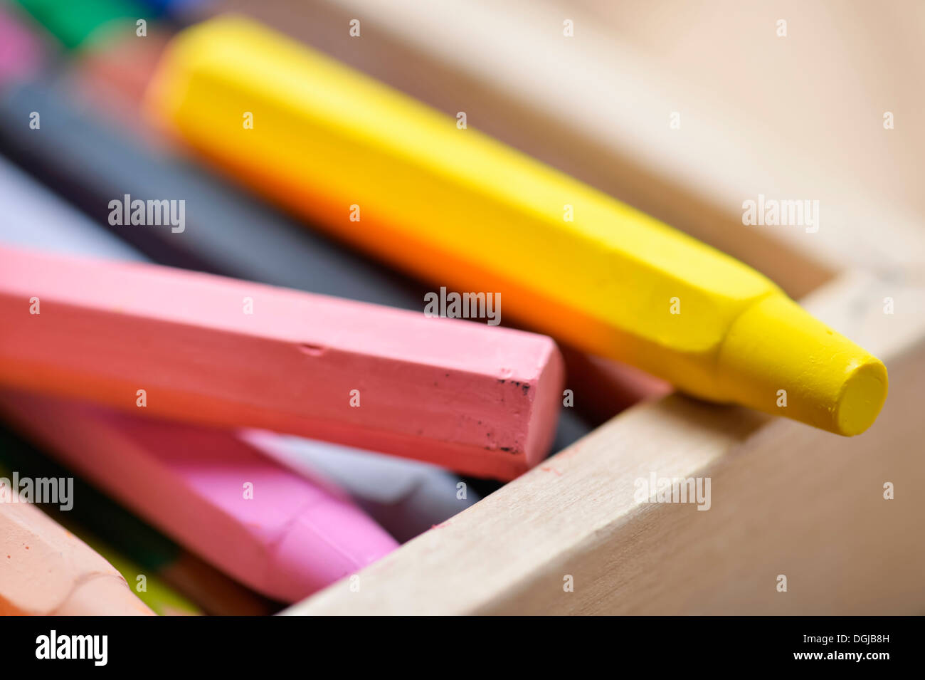 a set of crayons in a box Stock Photo Alamy