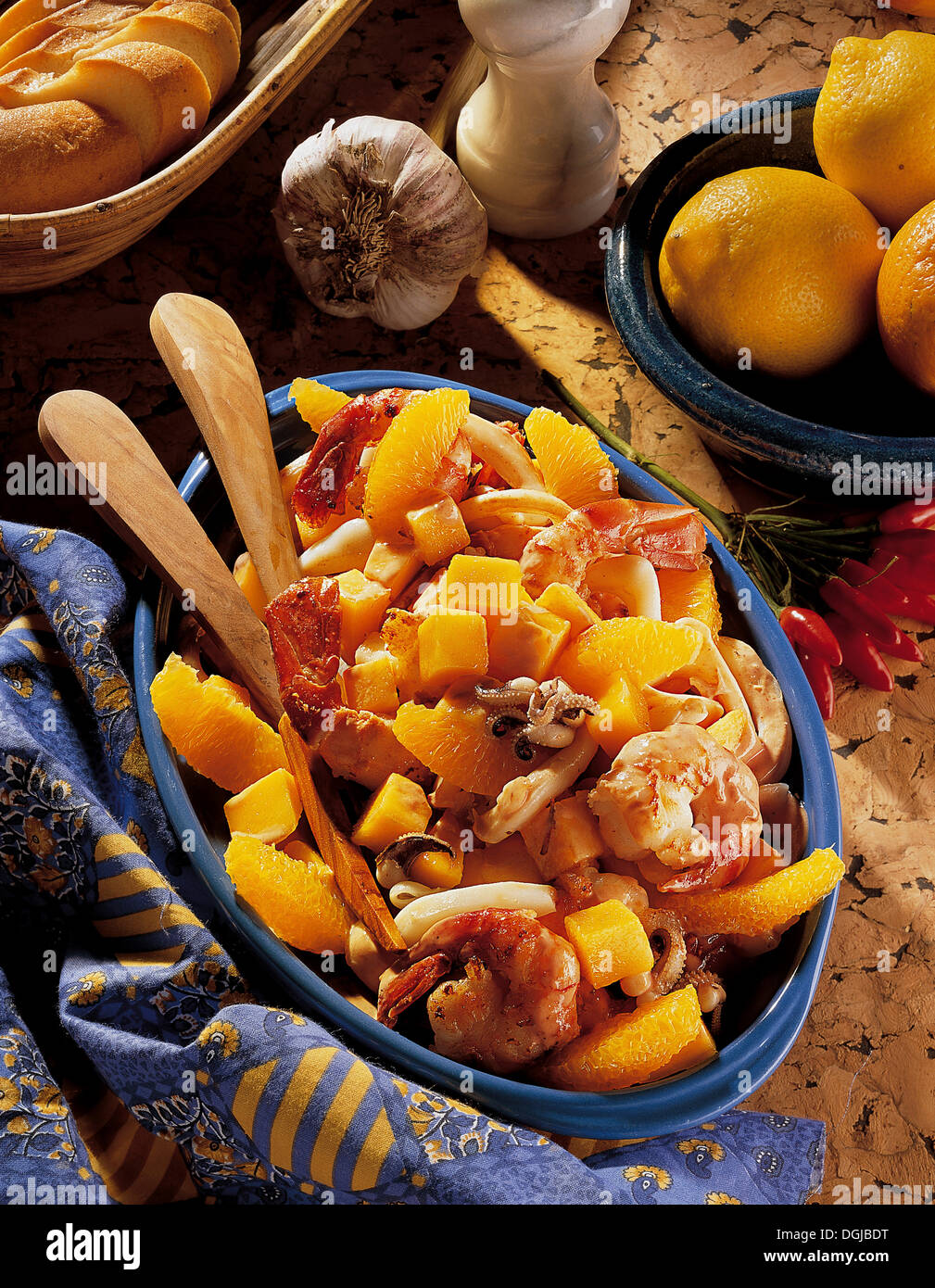 Shrimp salad with mango, Portugal Stock Photo - Alamy