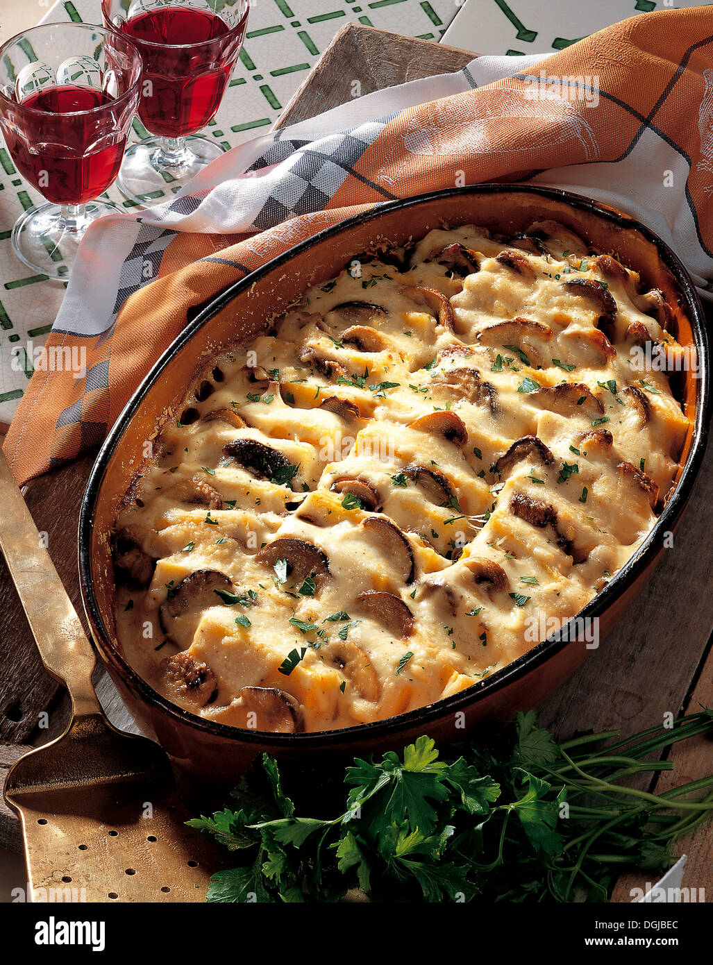 Polenta with porcini, Italian. Stock Photo