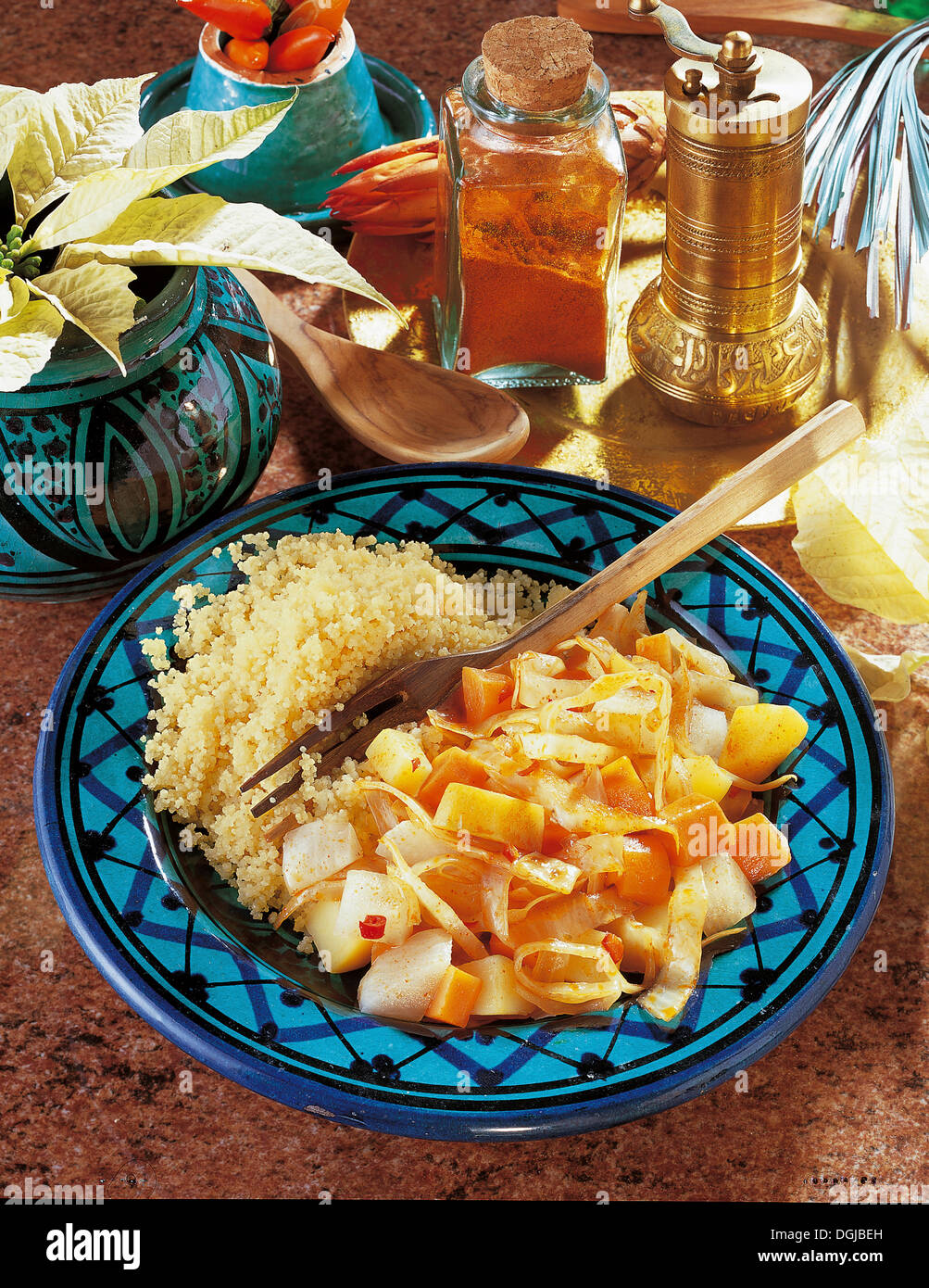 Couscous with cabbage, Morocco. Stock Photo