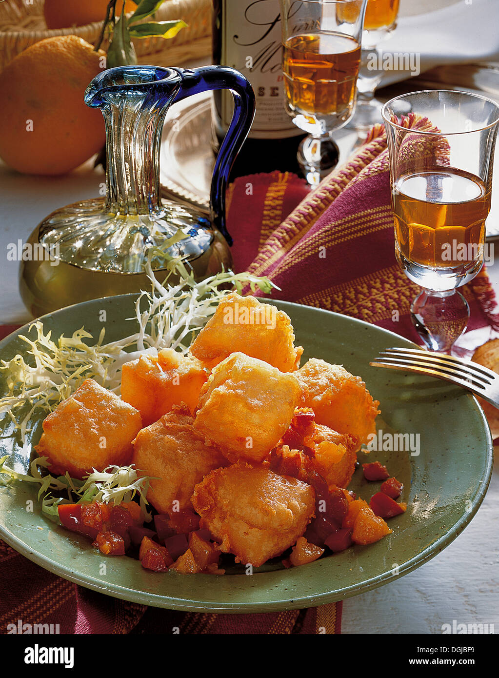 Deepfried cheese cubes, Spain Stock Photo Alamy