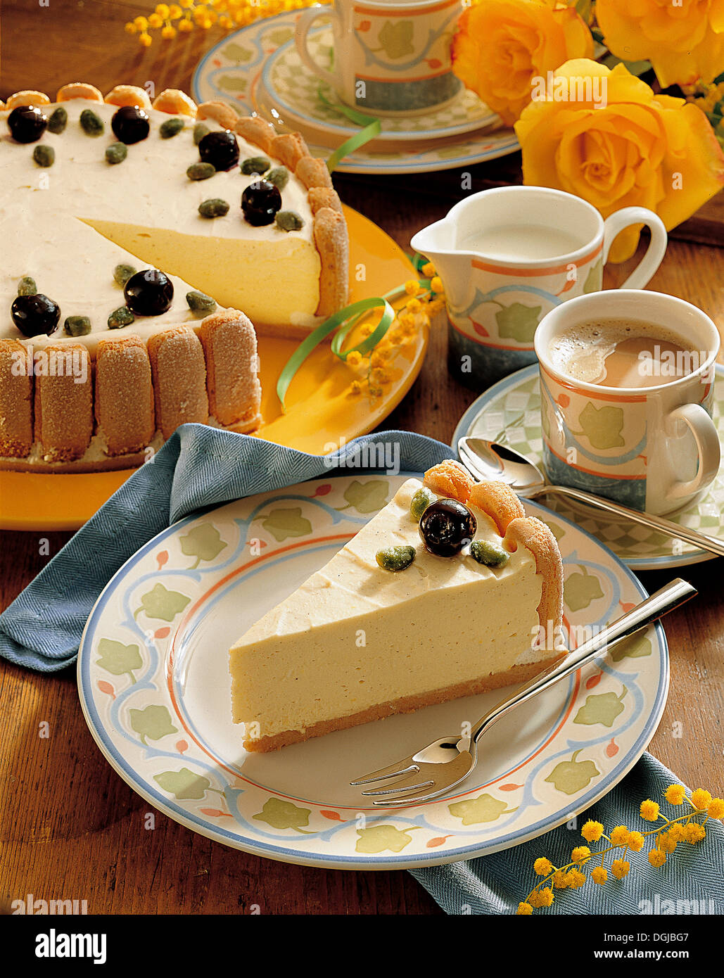 Sponge cake with ricotta cheese, Italy. Stock Photo