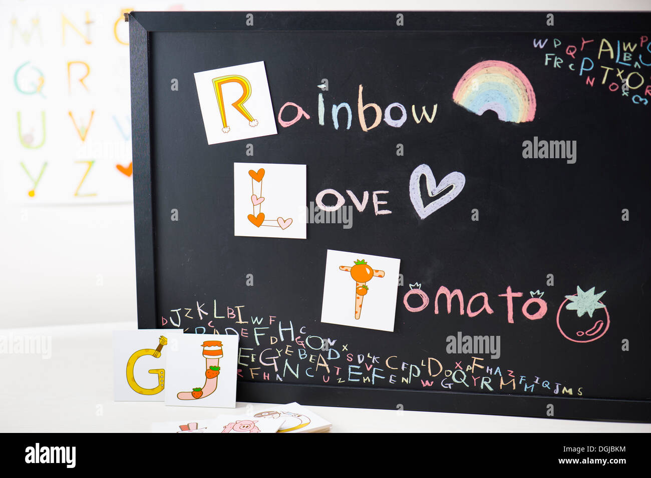 a chalk board with different words on it Stock Photo Alamy