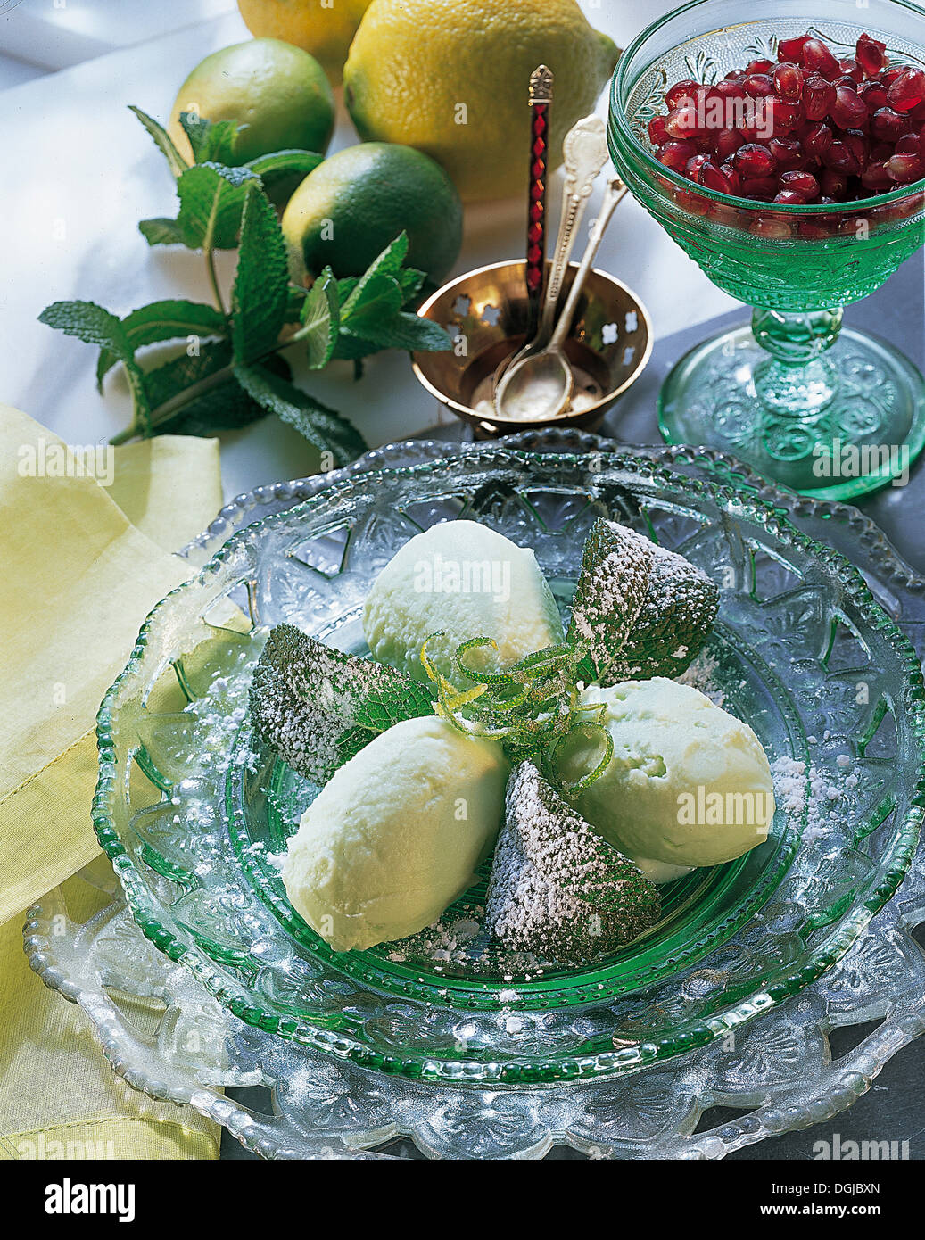 Refreshing mint ice cream, Morocco. Stock Photo