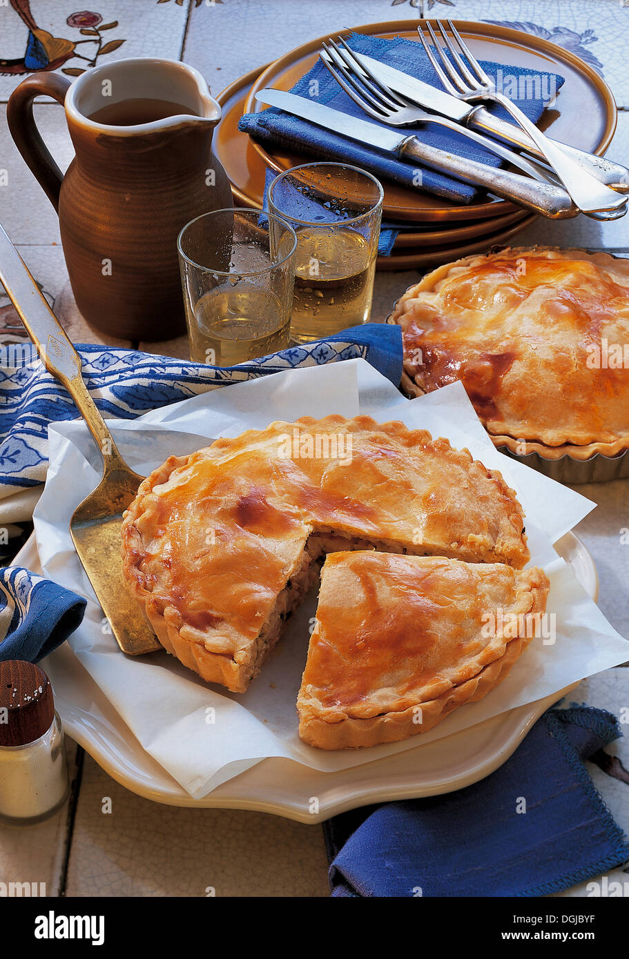 Delicious chicken pastries, France. Stock Photo
