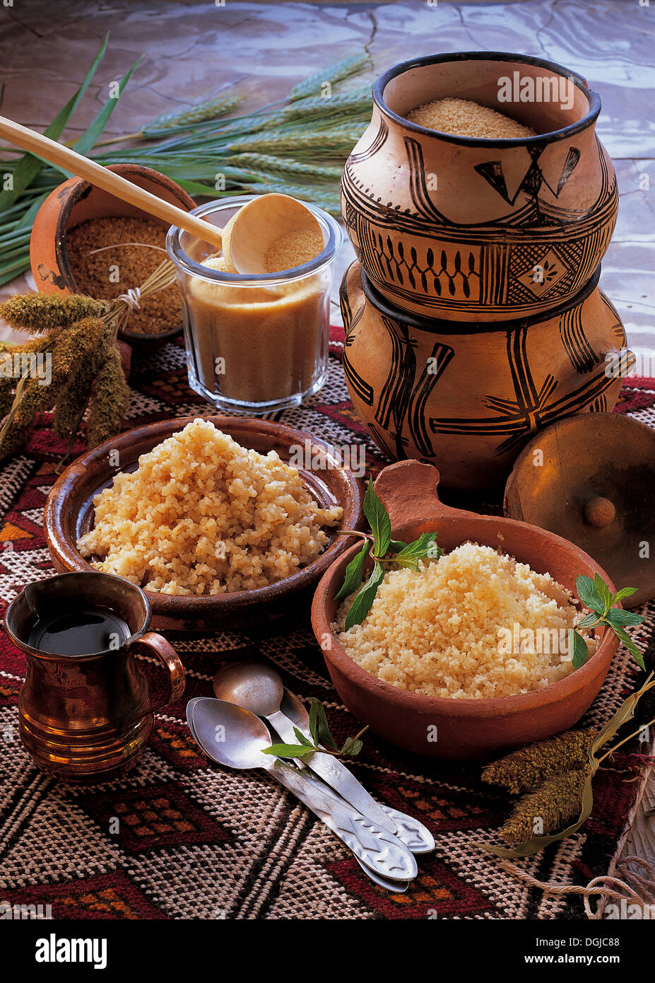Bulgur and couscous, merchandise knowledge. Stock Photo