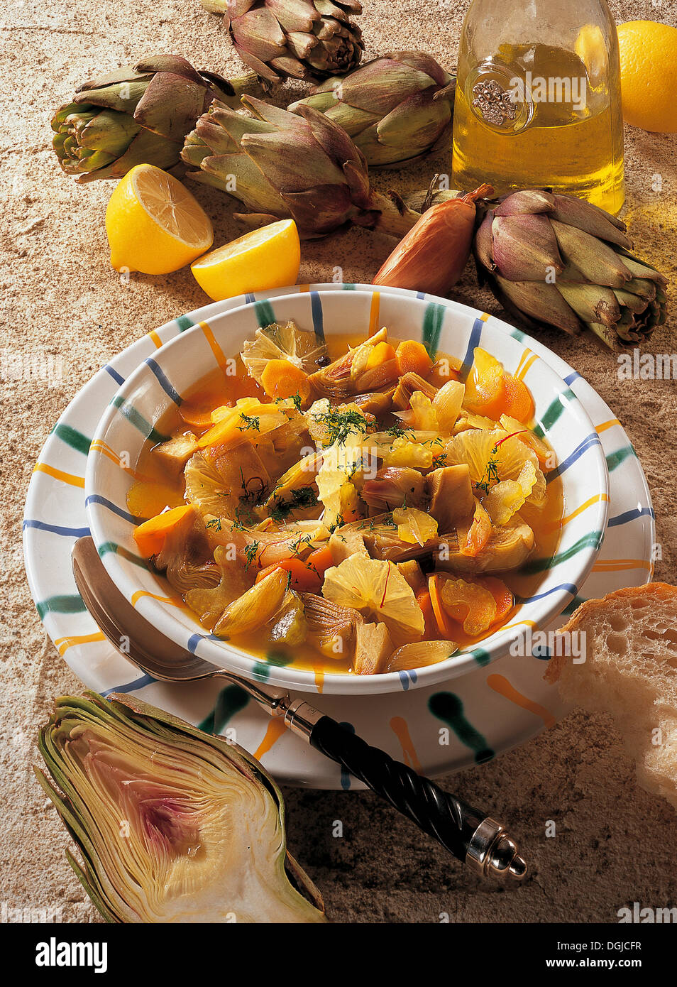 Artichoke stew, Tunisia. Stock Photo