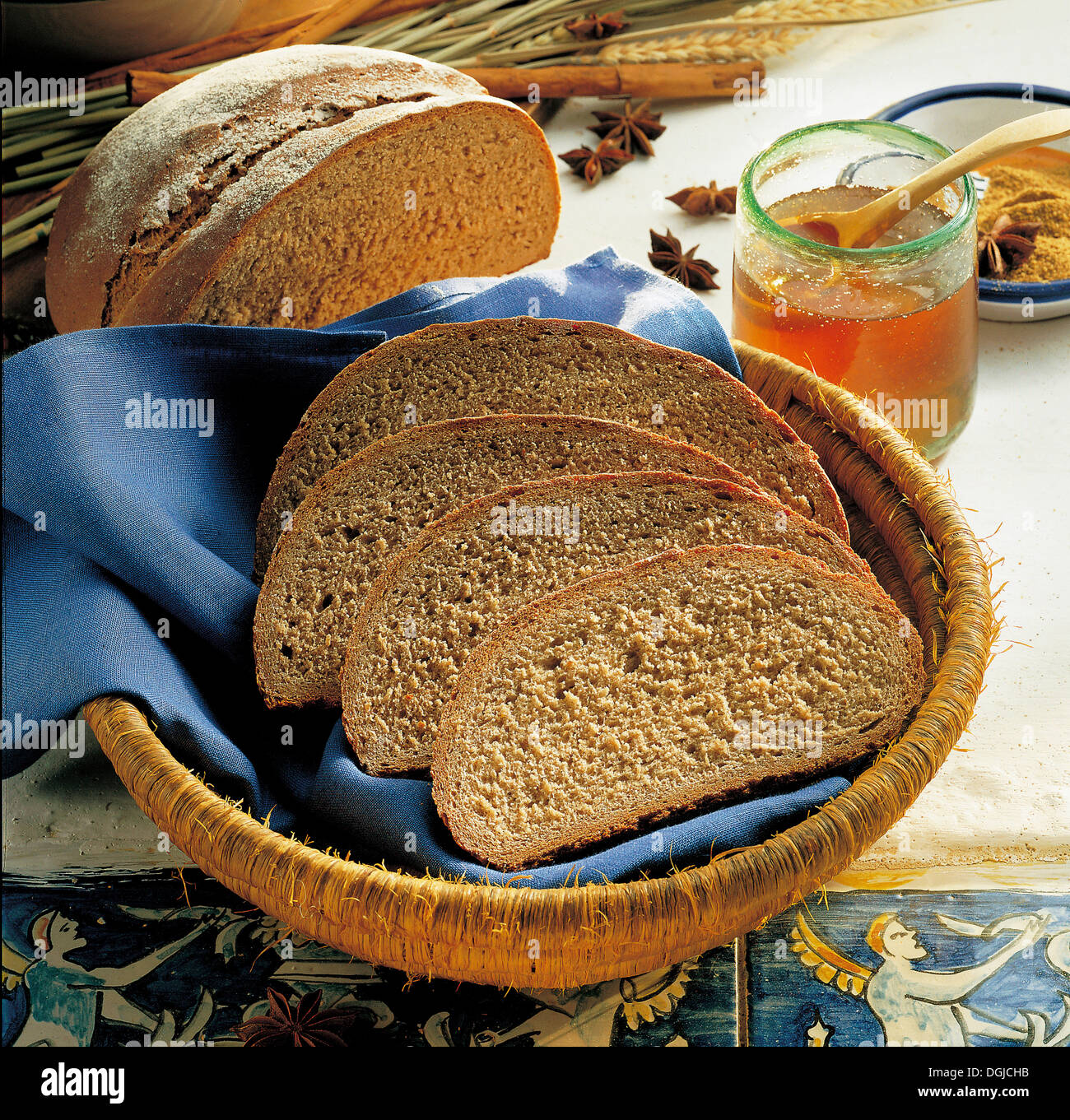 Homemade crusty bread, Portugal. Stock Photo