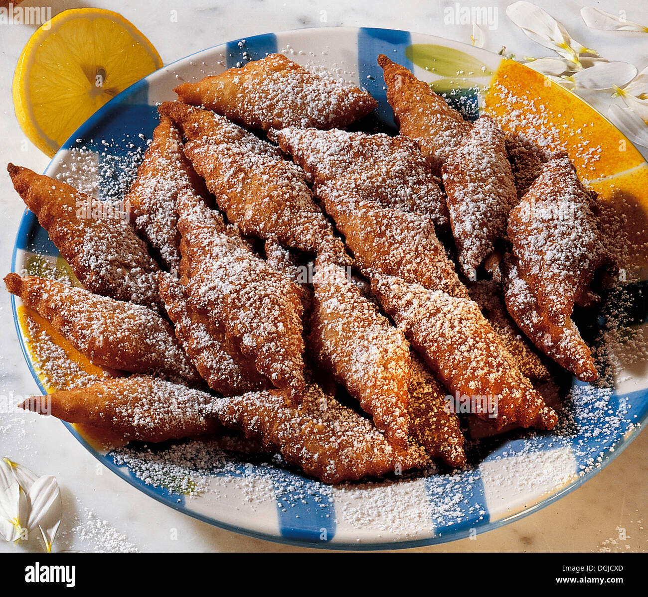 Kilwikuechle, deep-fryed dough specialty from Baden, Germany. Stock Photo