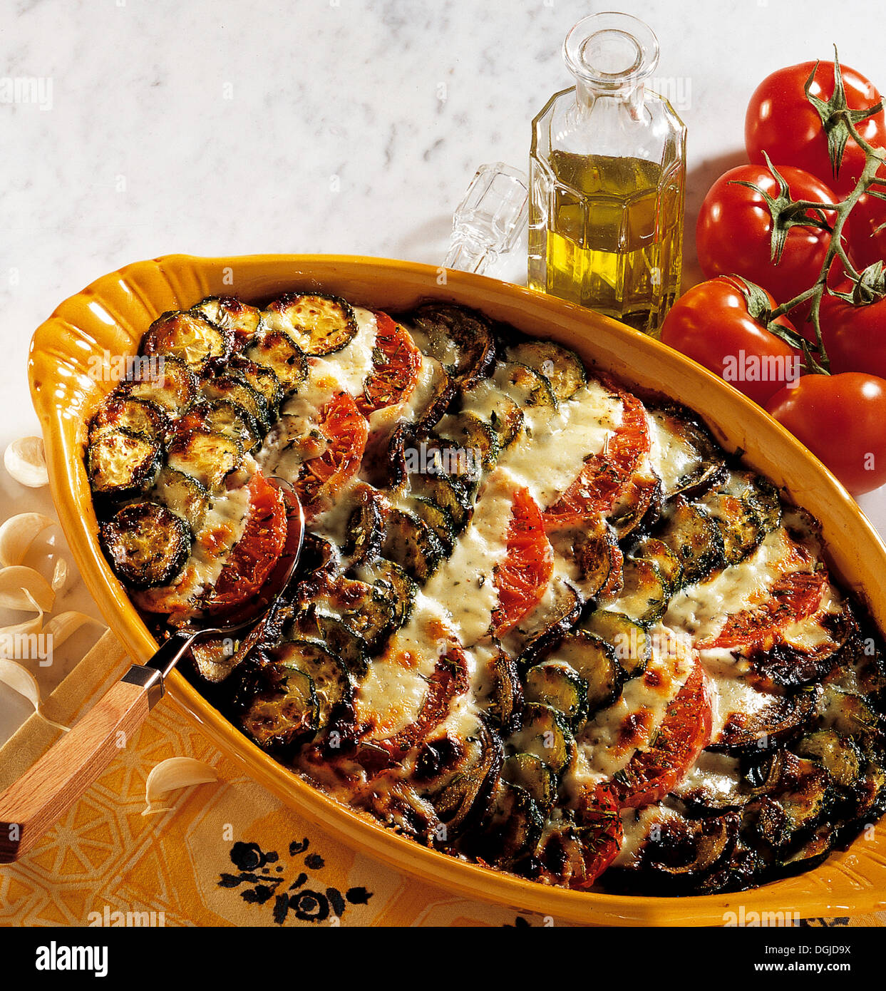 Vegetable gratin with Roquefort cheese, France. Stock Photo