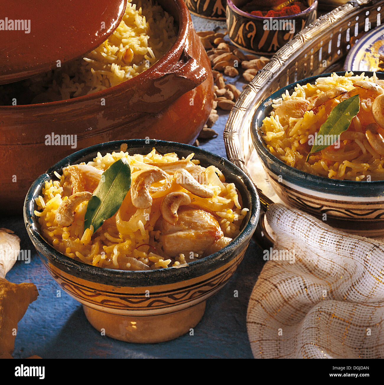 Rice casserole with chicken, India. Stock Photo