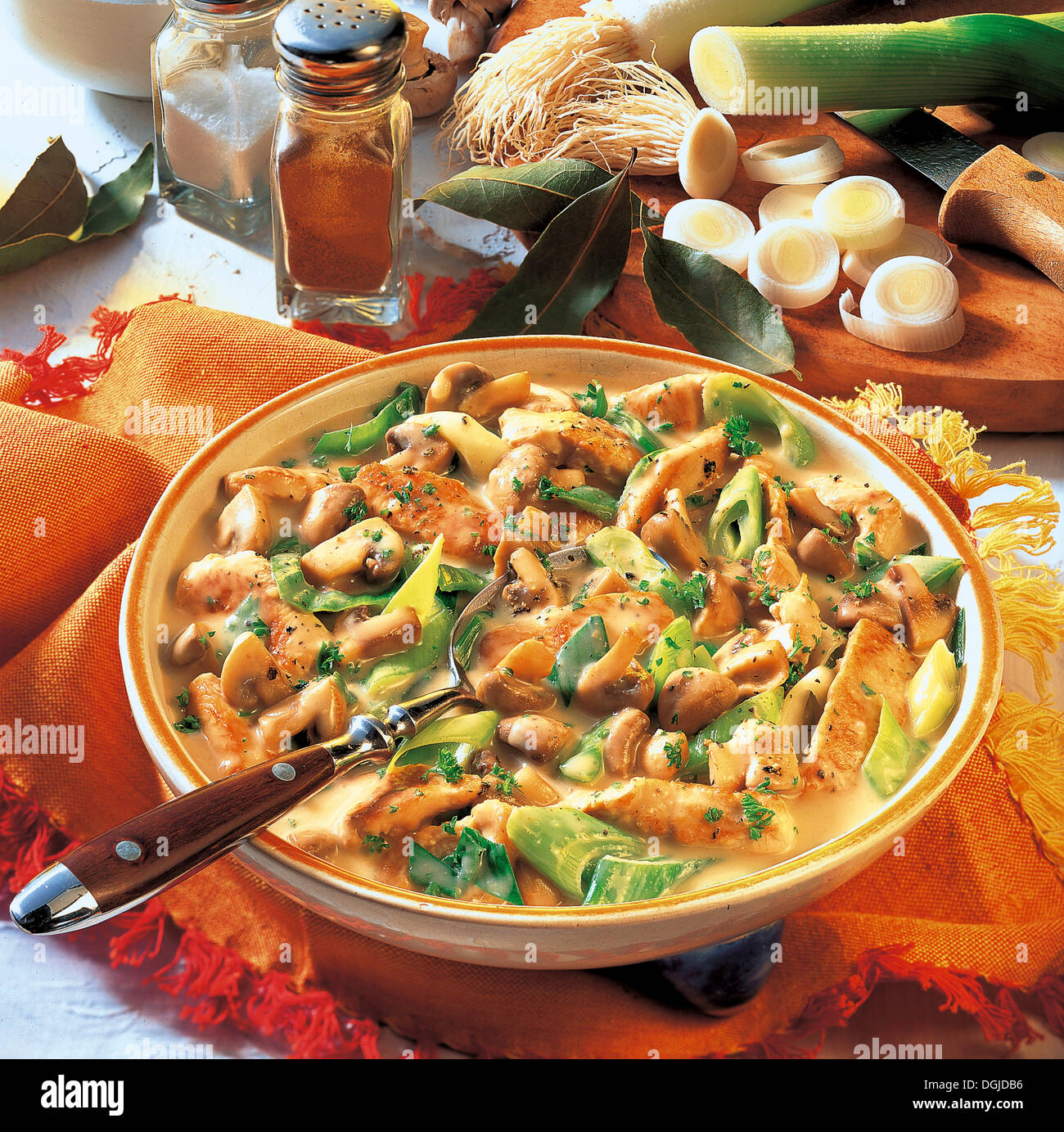 Turkey stew with mushrooms, the Netherlands. Stock Photo