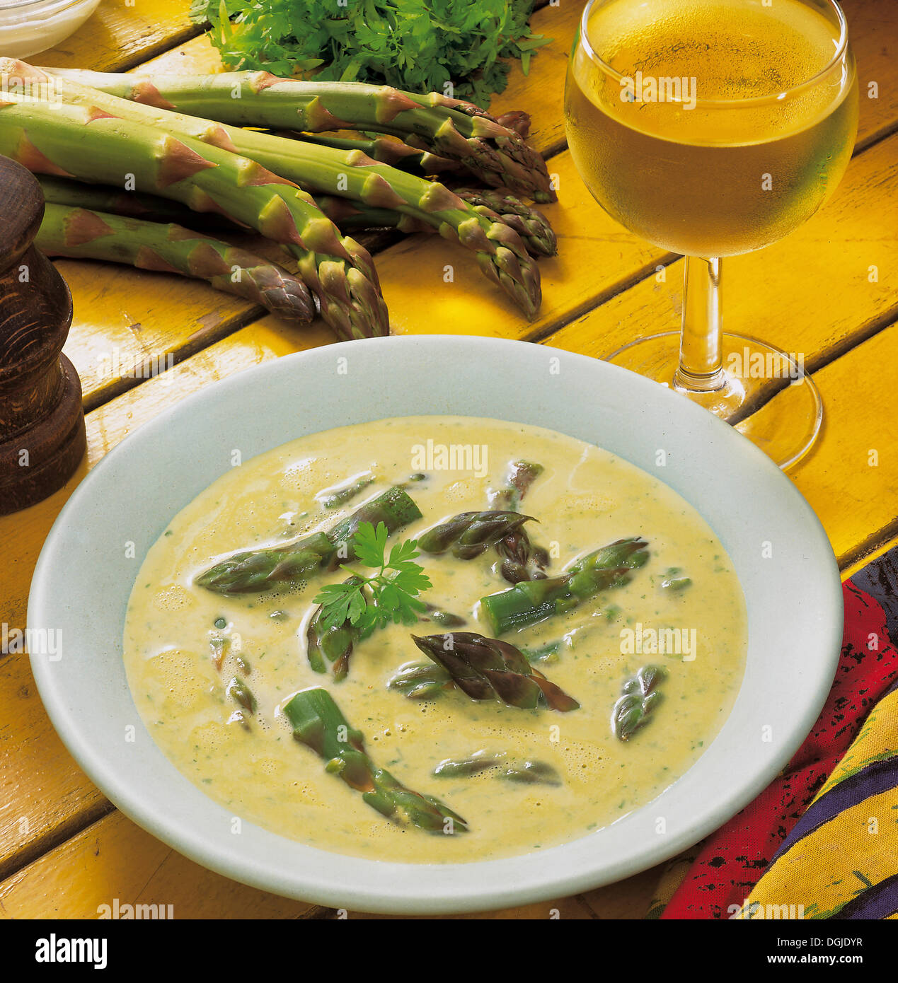 Provencal asparagus soup, France. Stock Photo