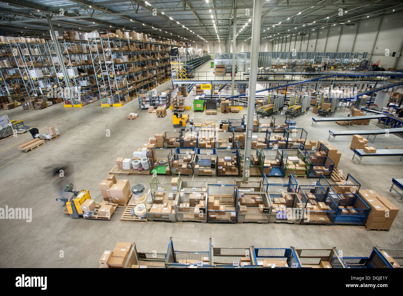 Assembling orders in distribution warehouse Stock Photo