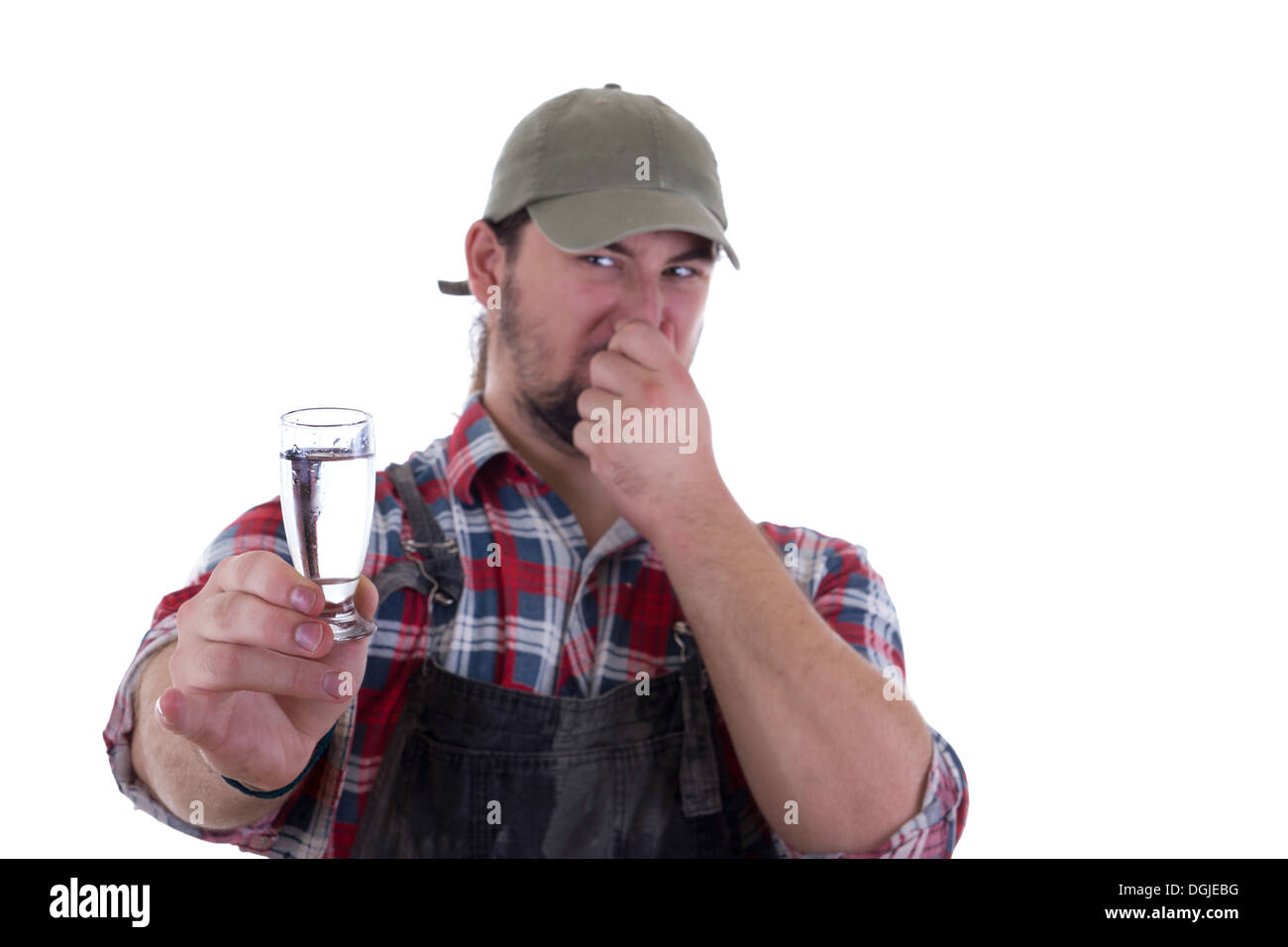 man stopped up nose for smelling of alcohol Stock Photo Alamy