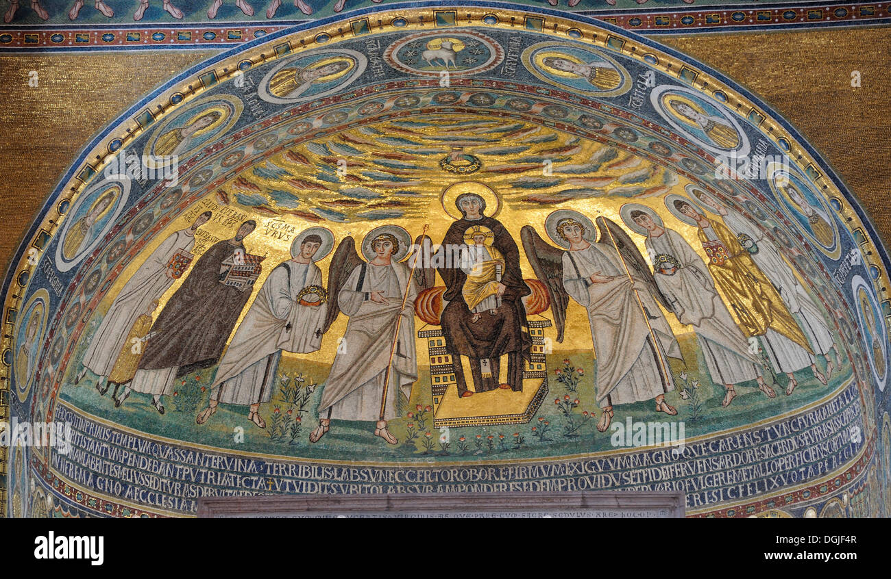 Apse mosaic from the 6th Century, depicting Madonna and Child, Euphrasian Basilica in Porec, Croatia, Europe Stock Photo